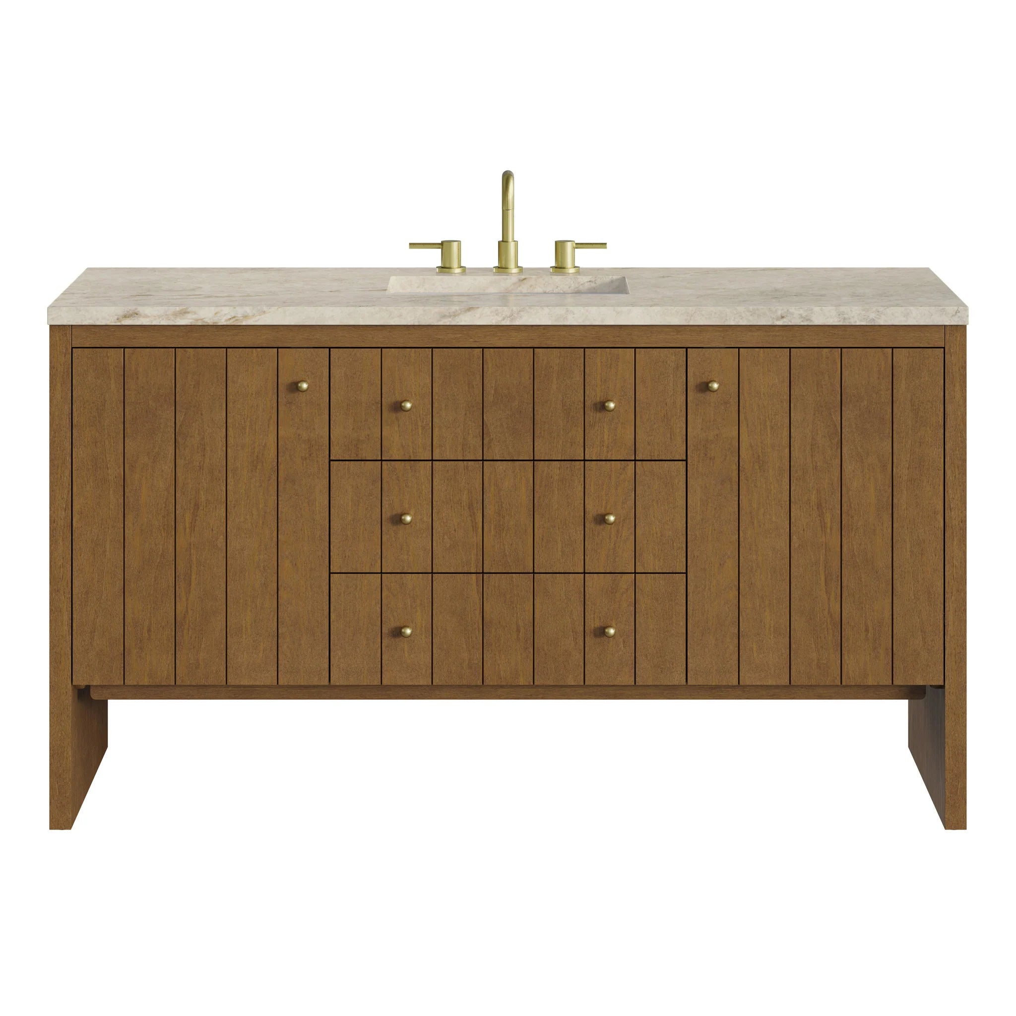 60" Hudson Single Vanity in Honey Oak w/FreePower Wireless Charger by James Martin Vanities-Tajnar Eclos 
