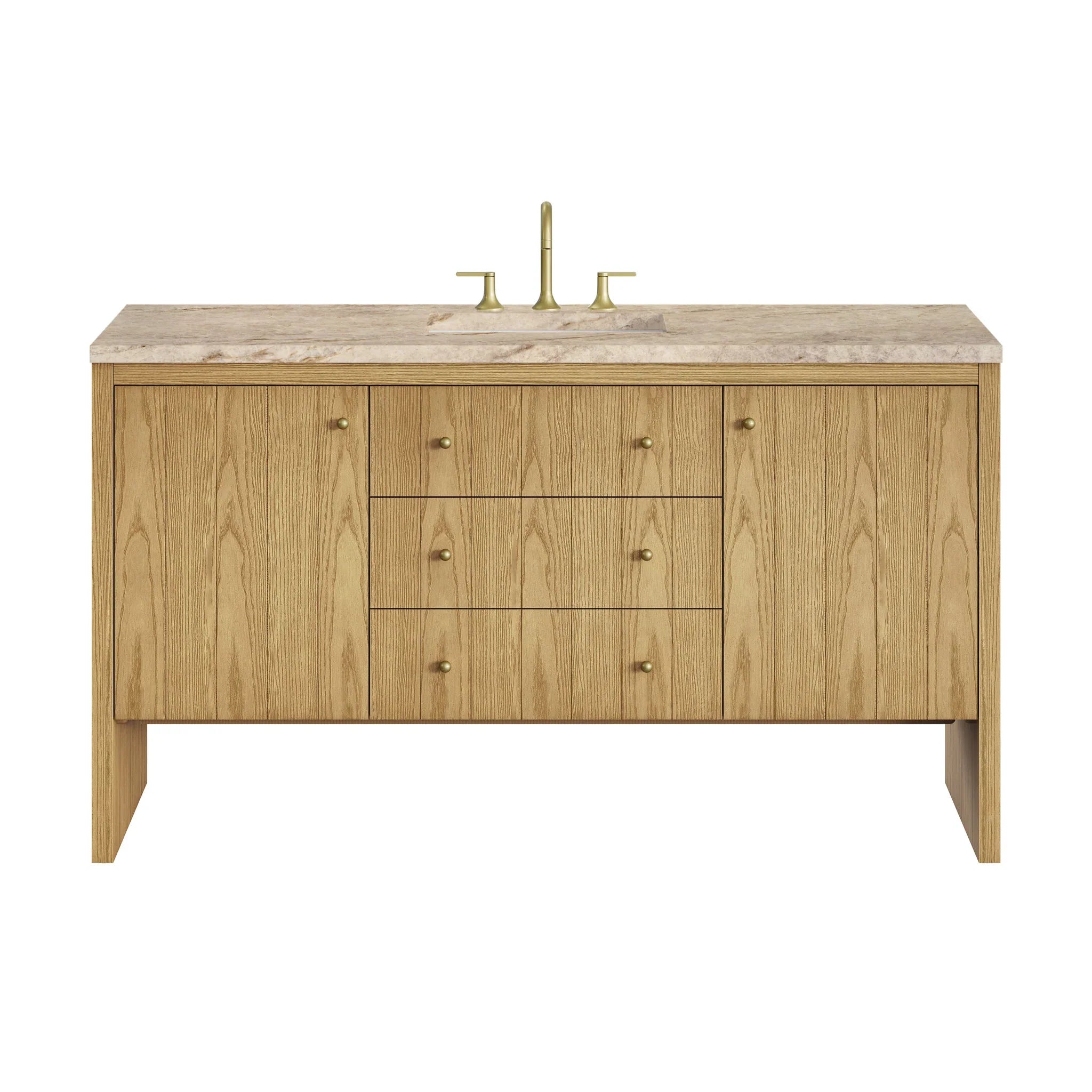 60" Hudson Single Vanity in Light Natural Oak by James Martin Vanities - AURA Modern Home