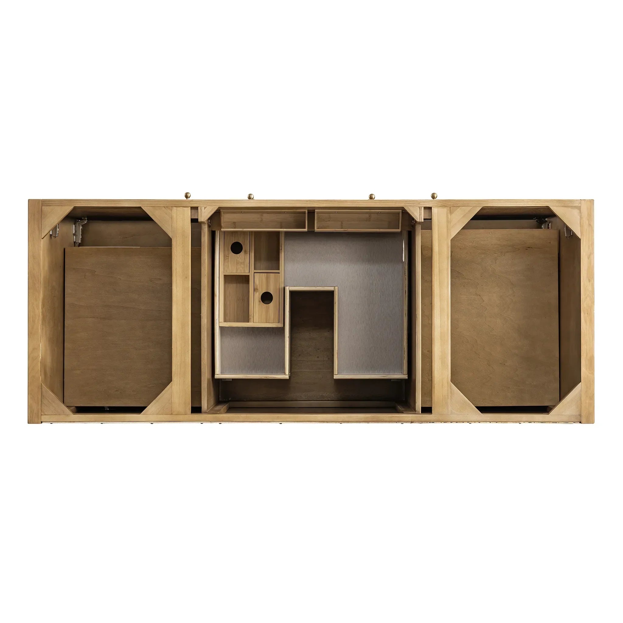 60" Hudson Single Vanity in Light Natural Oak Wireless Charger-Eternal Jasmine Pearl Silestone-8" Widespread image 7