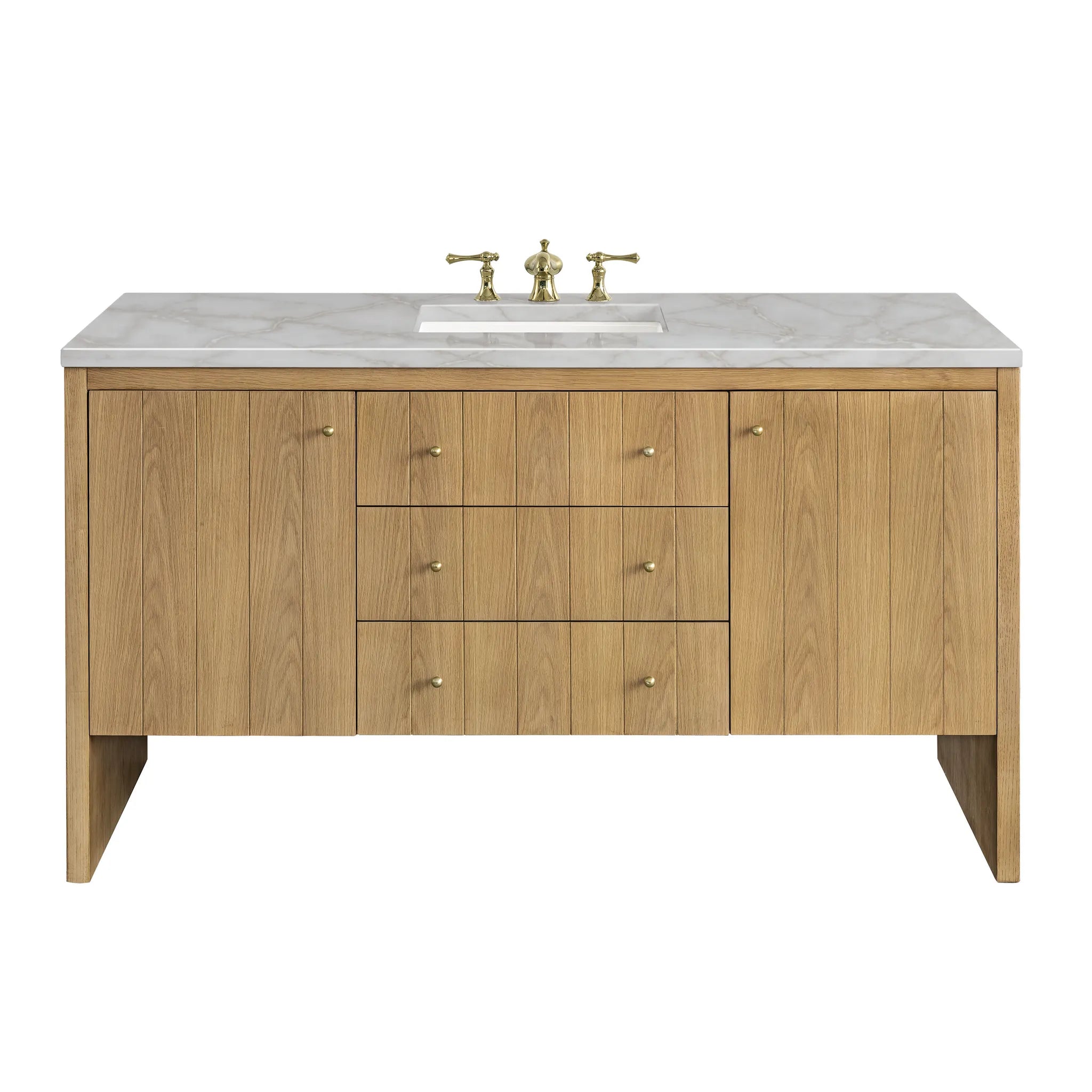 60" Hudson Single Vanity in Light Natural Oak by James Martin Vanities - AURA Modern Home