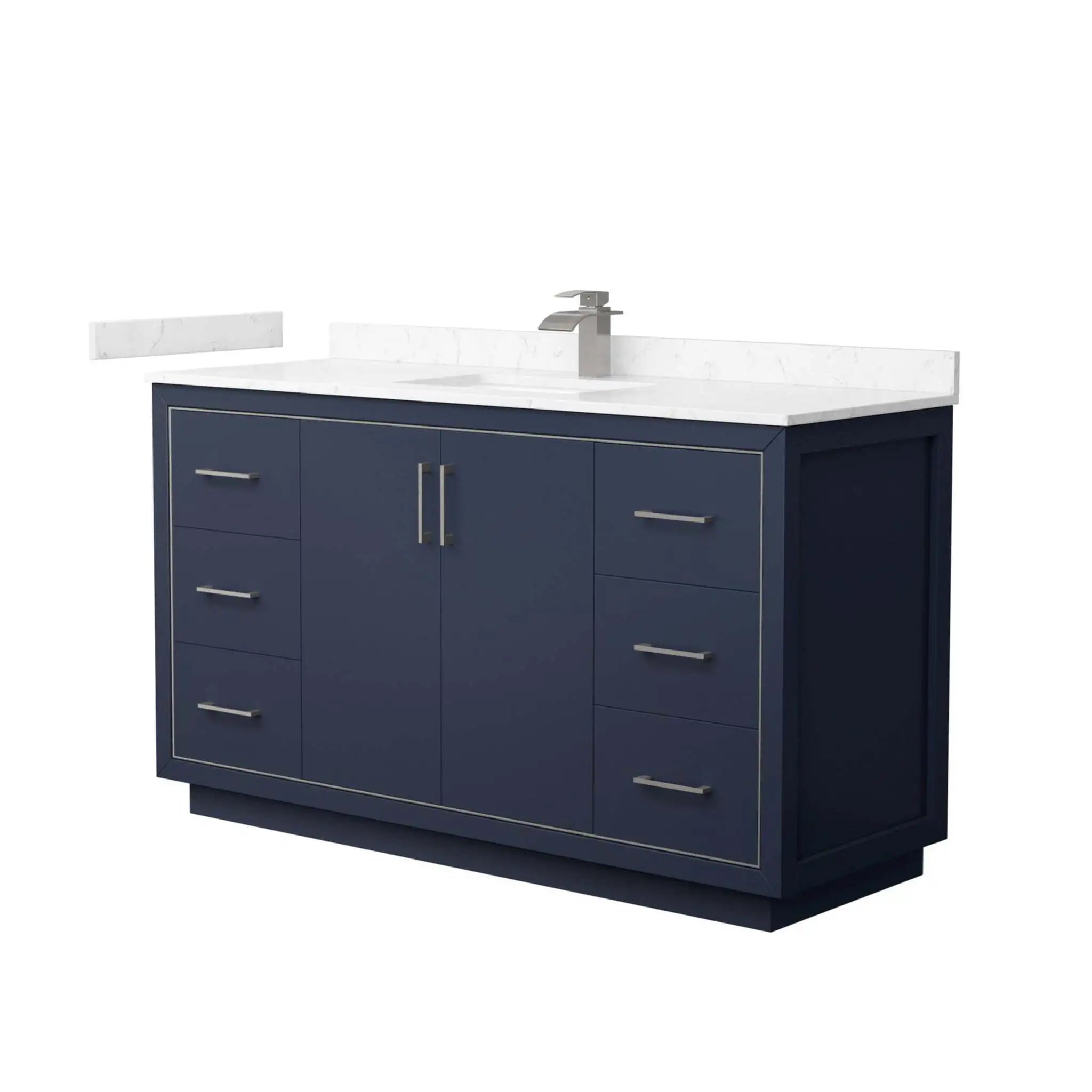 60" Icon Single Bathroom Vanity in Dark Blue with Brushed Nickel Trim by Wyndham