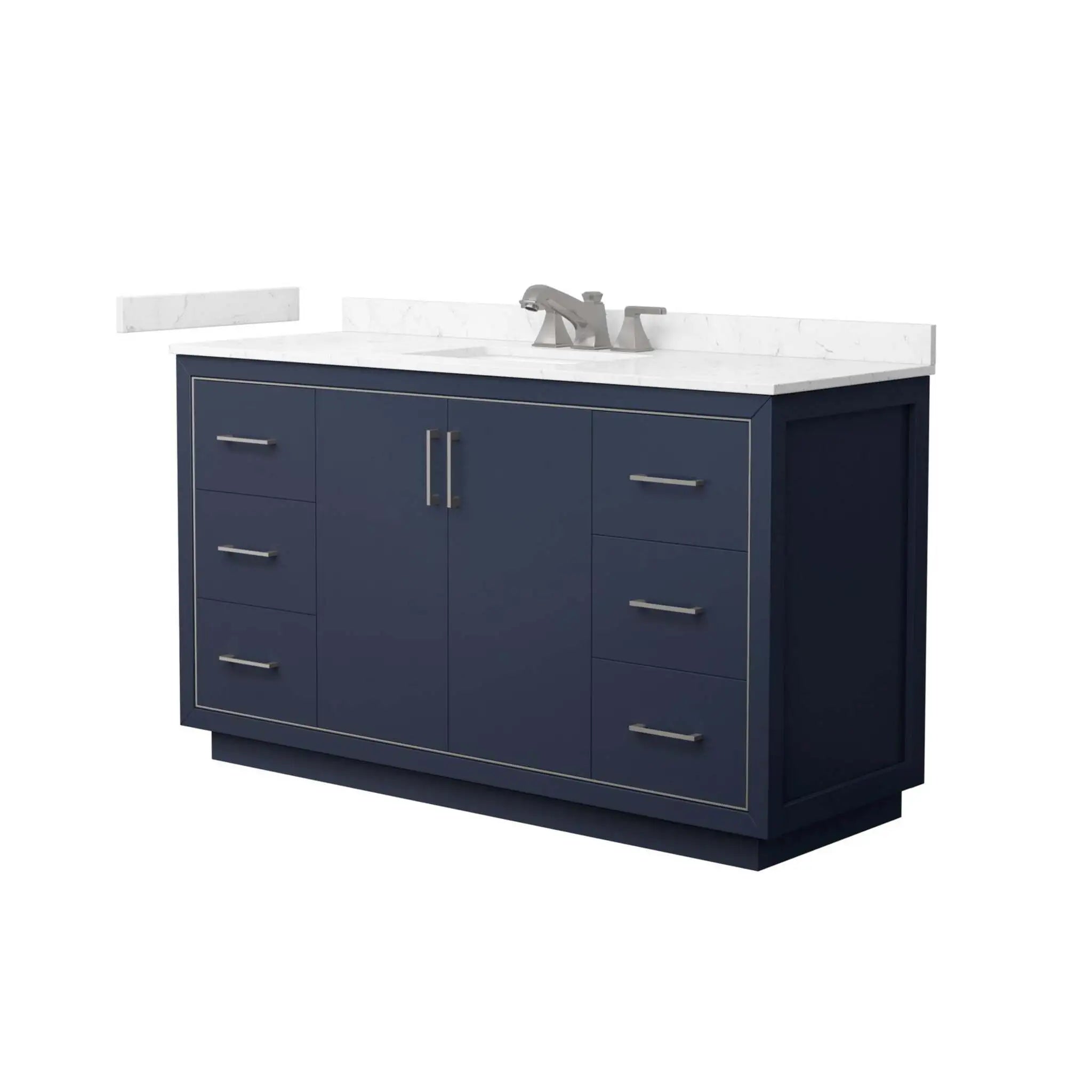 60" Icon Single Bathroom Vanity in Dark Blue with Brushed Nickel Trim by Wyndham