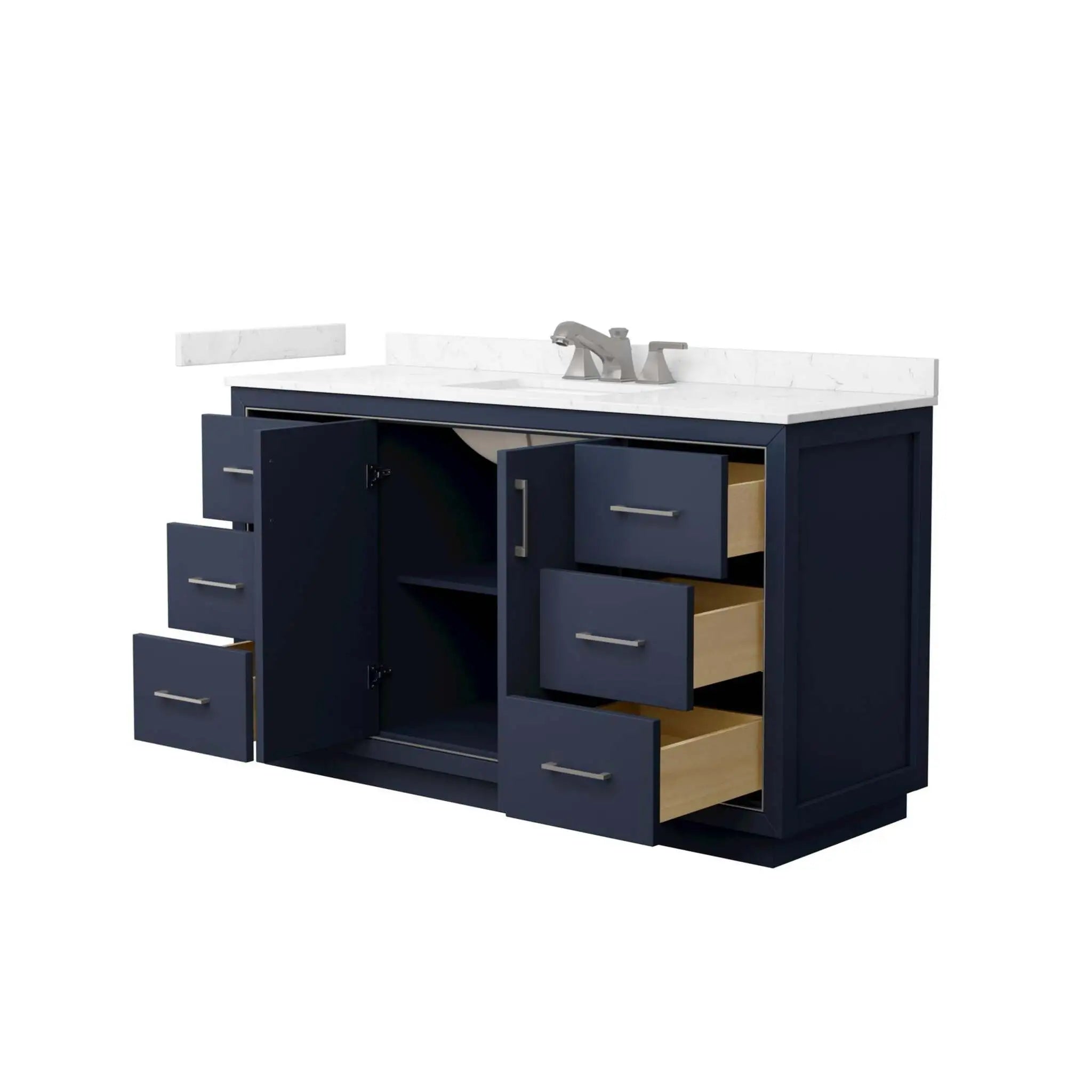 60" Icon Single Bathroom Vanity in Dark Blue with Brushed Nickel Trim by Wyndham