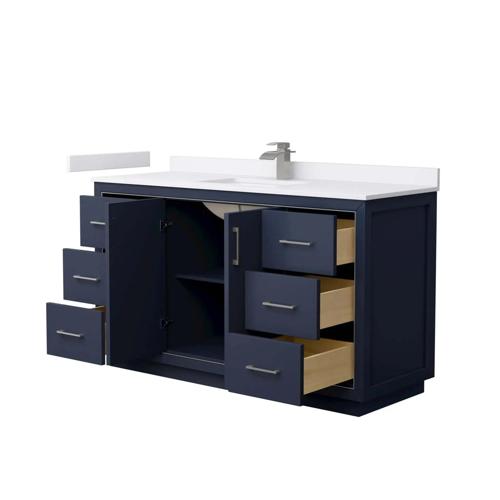 60" Icon Single Bathroom Vanity in Dark Blue with Brushed Nickel Trim by Wyndham