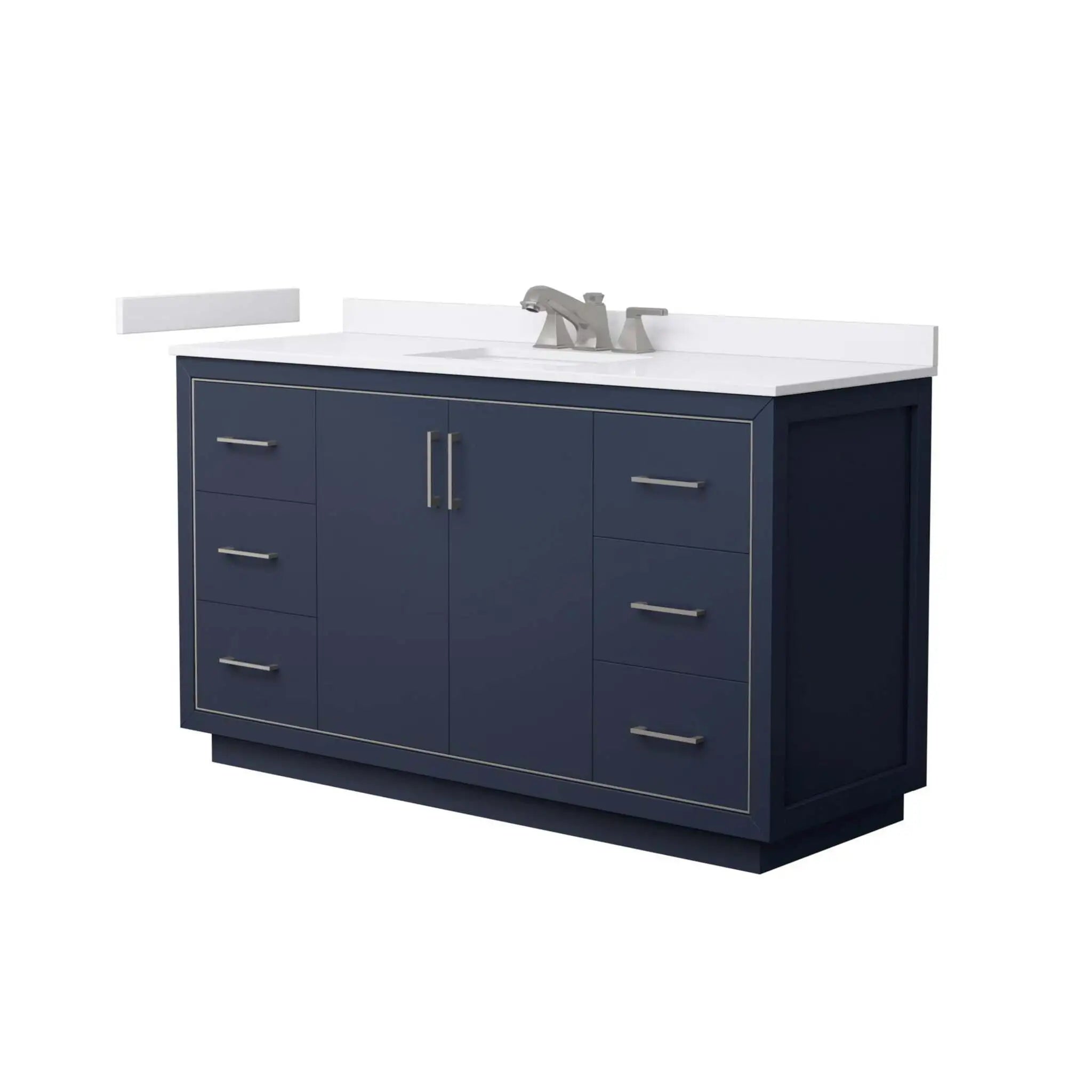 60" Icon Single Bathroom Vanity in Dark Blue with Brushed Nickel Trim by Wyndham