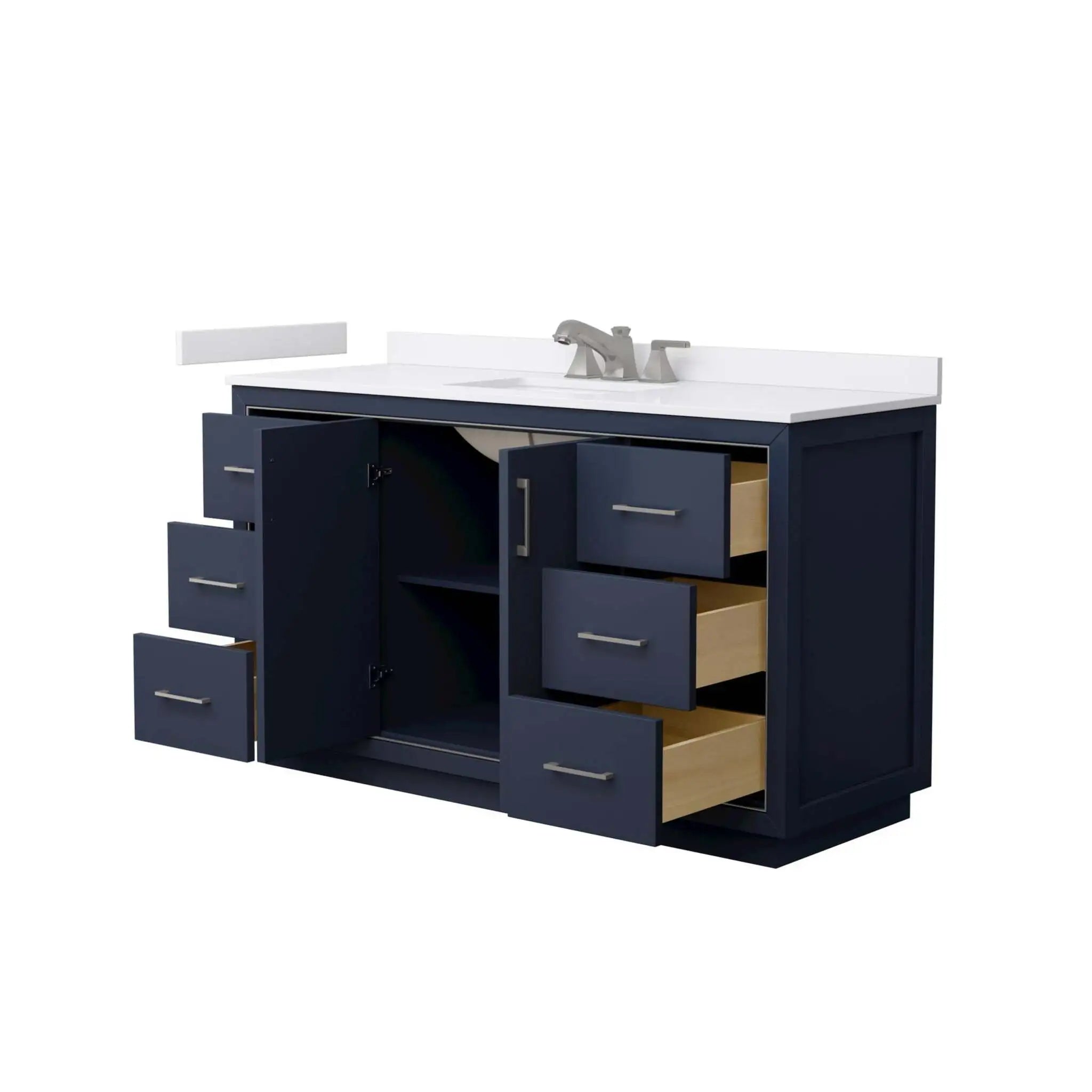 60" Icon Single Bathroom Vanity in Dark Blue with Brushed Nickel Trim by Wyndham