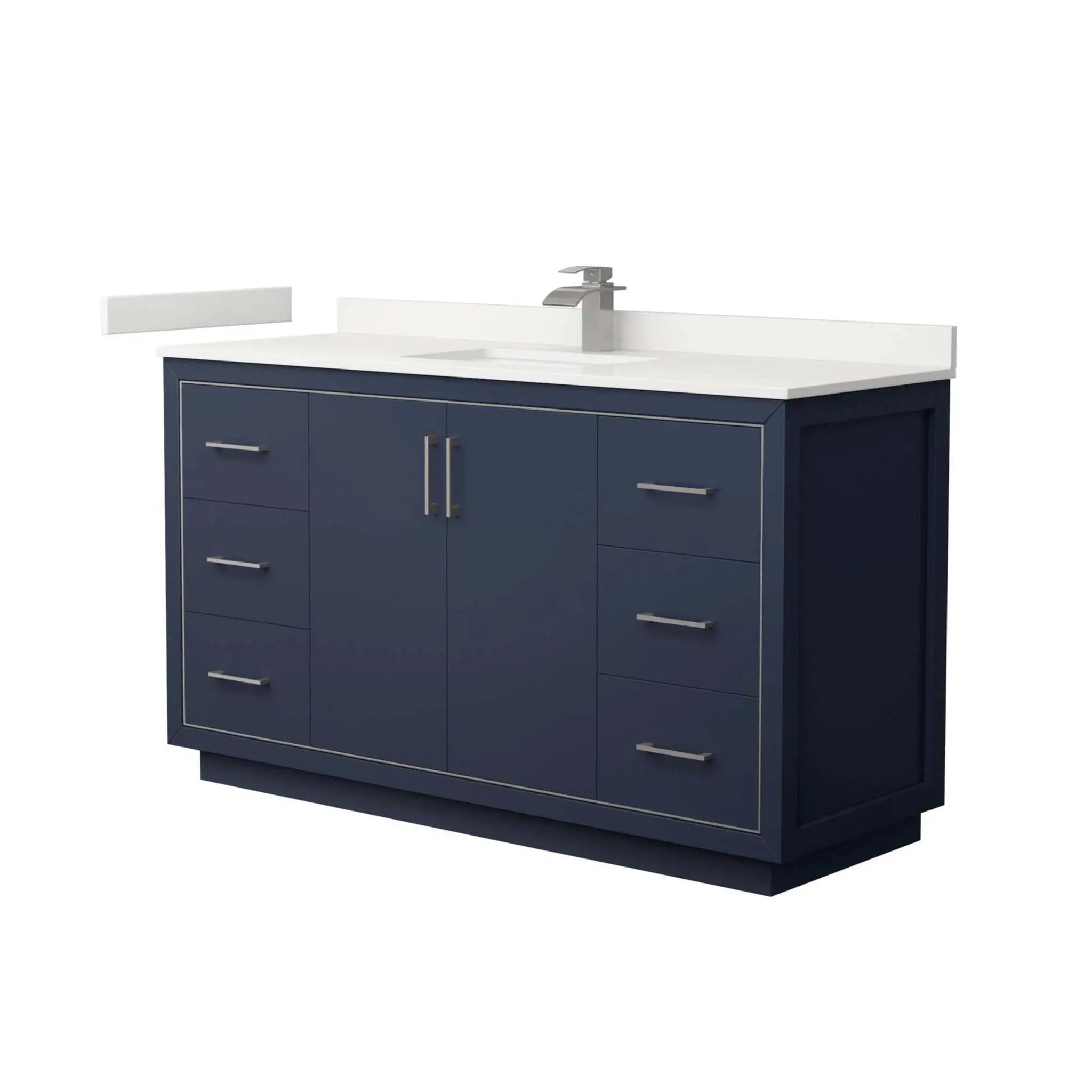 60" Icon Single Bathroom Vanity in Dark Blue with Brushed Nickel Trim by Wyndham