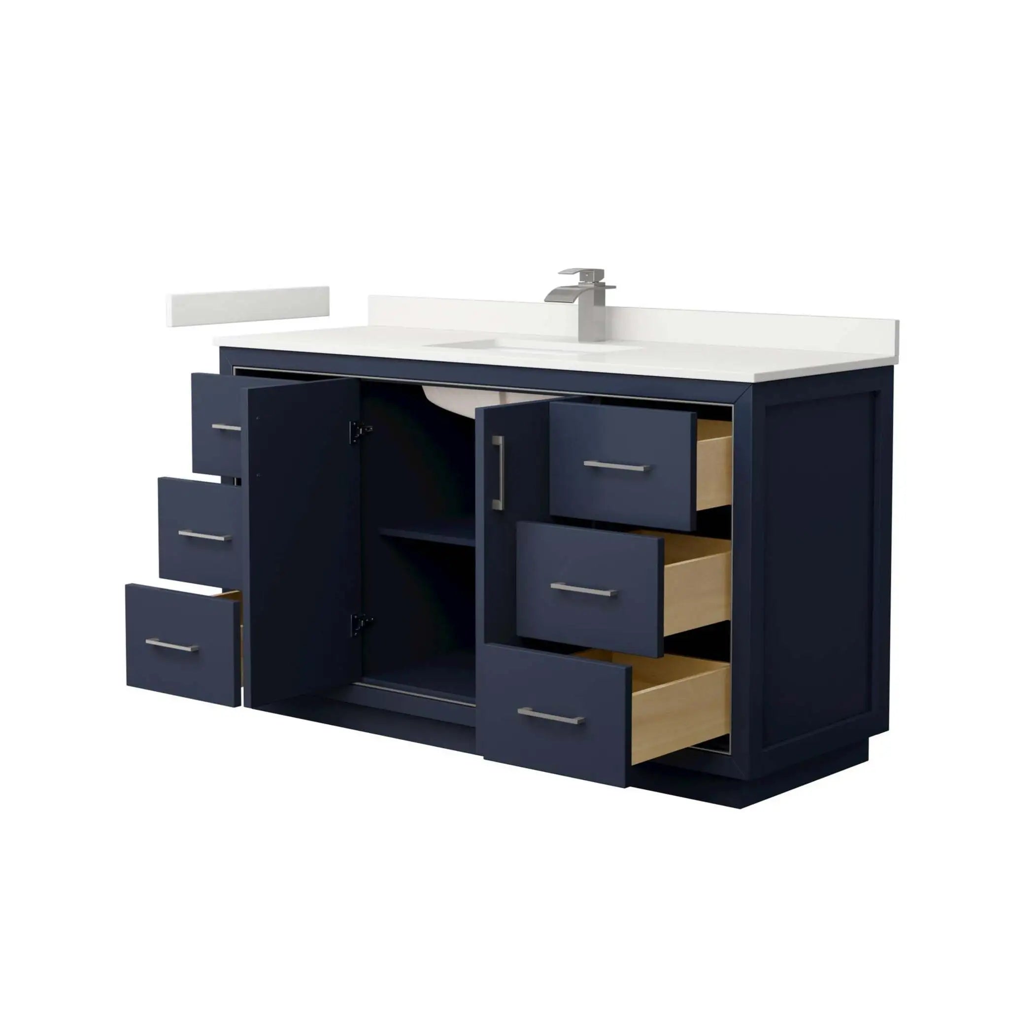 60" Icon Single Bathroom Vanity in Dark Blue with Brushed Nickel Trim by Wyndham