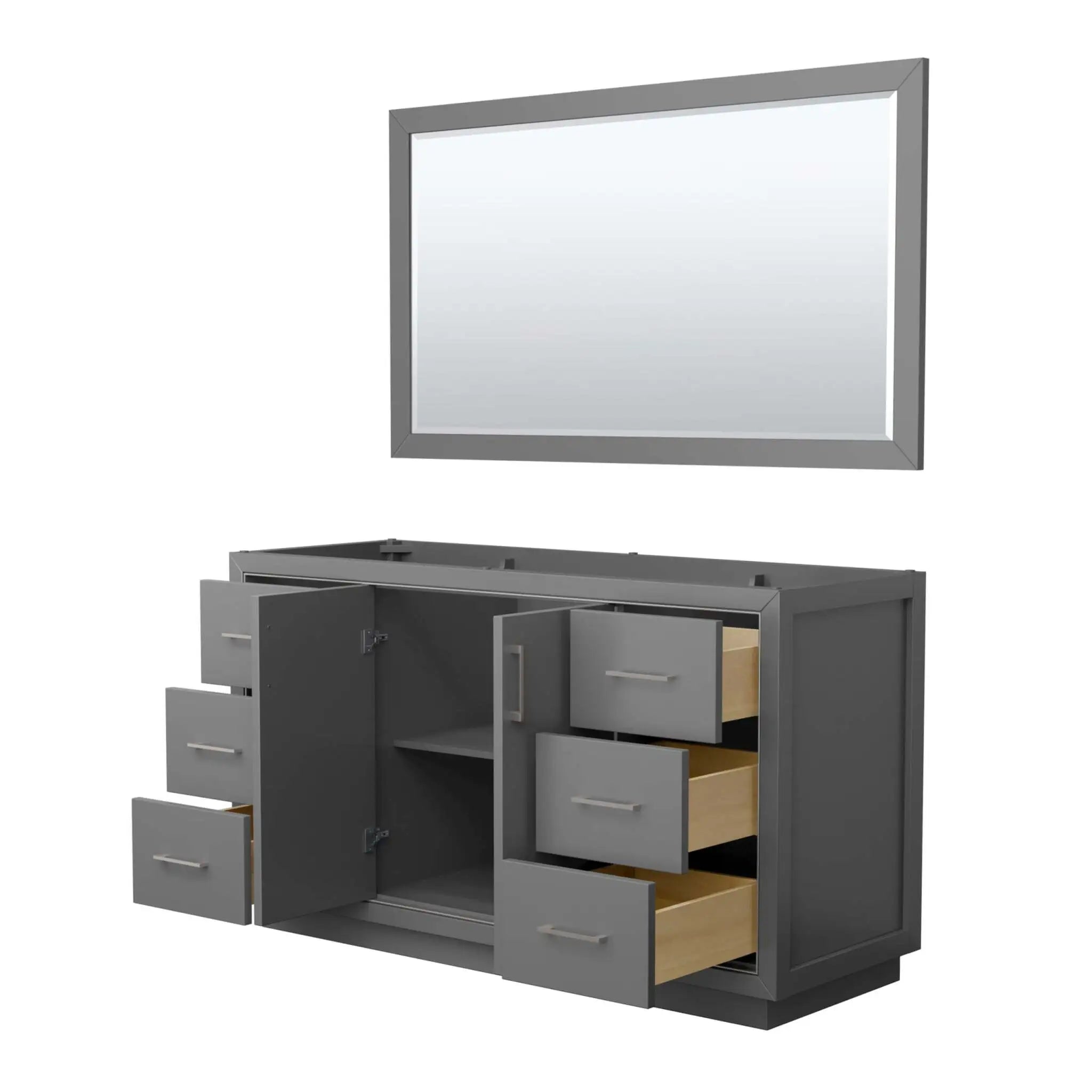 60" Icon Single Bathroom Vanity in Dark Gray with Brushed Nickel Trim & 58" Mirror by Wyndham