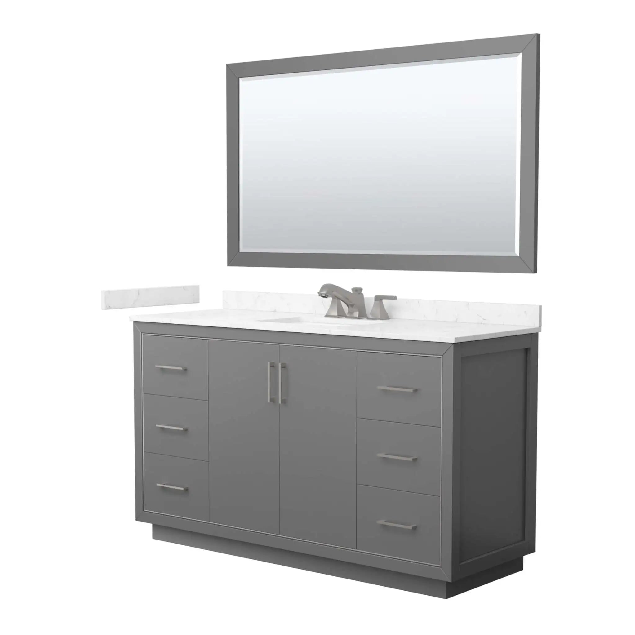 60" Icon Single Bathroom Vanity in Dark Gray with Brushed Nickel Trim & 58" Mirror by Wyndham