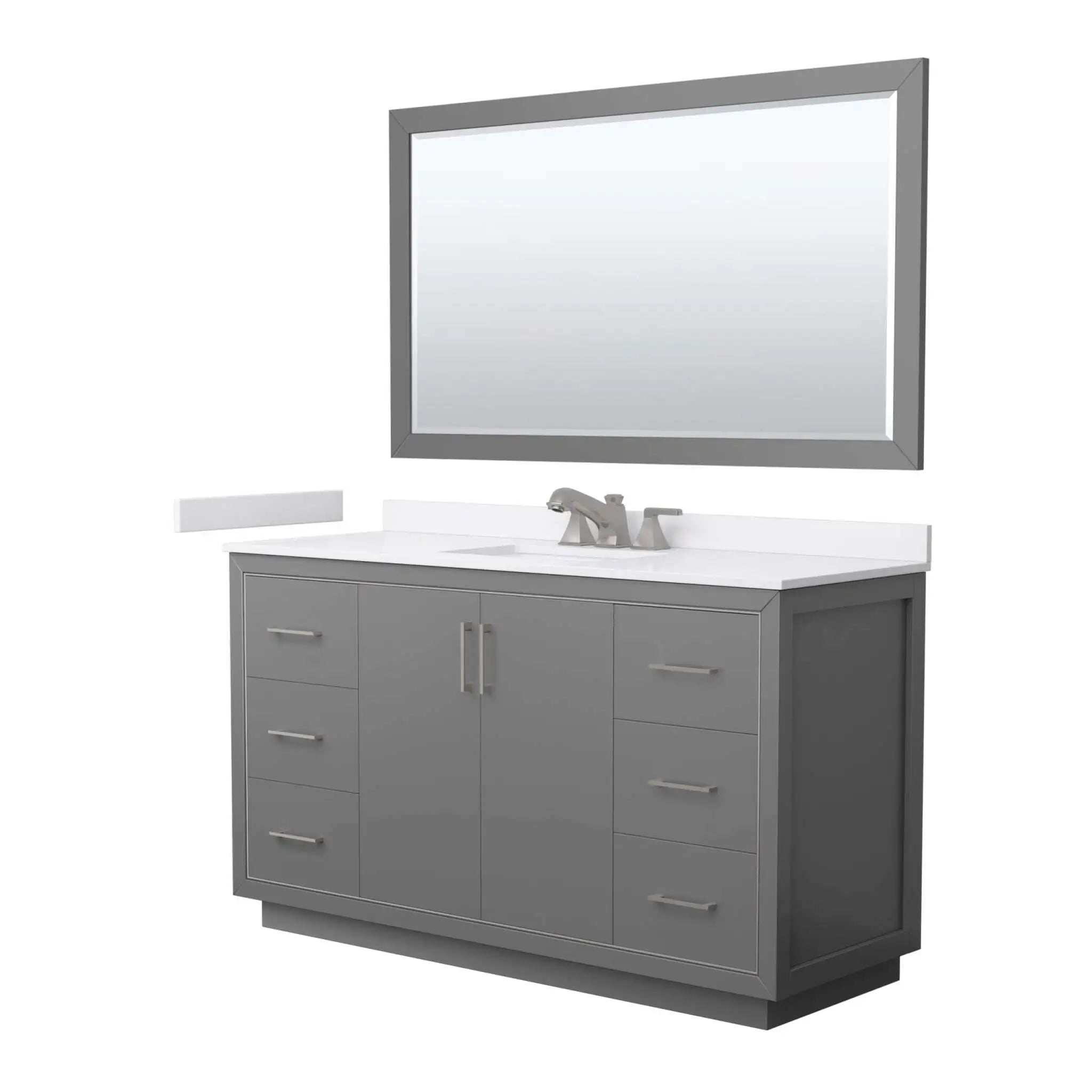 60" Icon Single Bathroom Vanity in Dark Gray with Brushed Nickel Trim & 58" Mirror by Wyndham