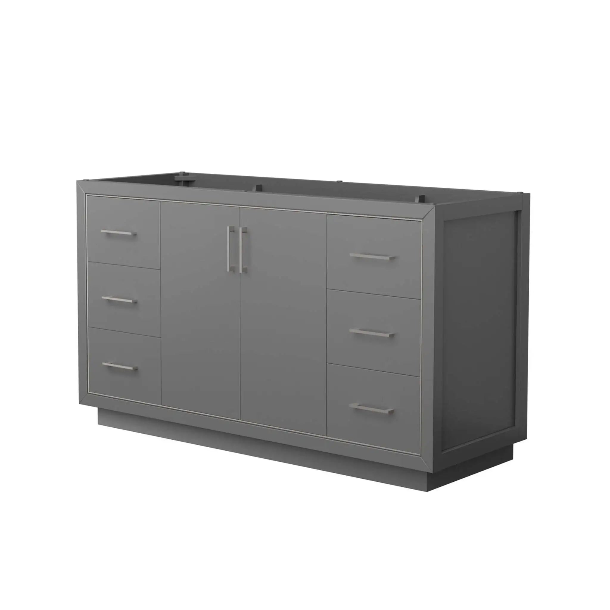 60" Icon Single Bathroom Vanity in Dark Gray with Brushed Nickel Trim by Wyndham