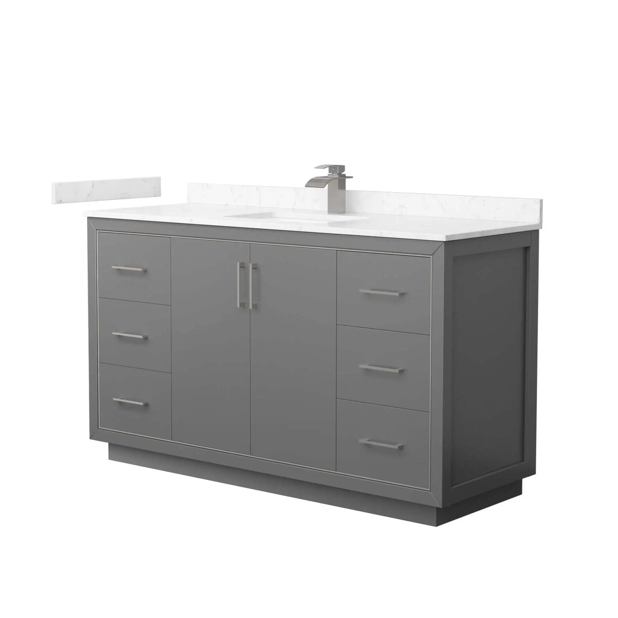 60" Icon Single Bathroom Vanity in Dark Gray with Brushed Nickel Trim by Wyndham