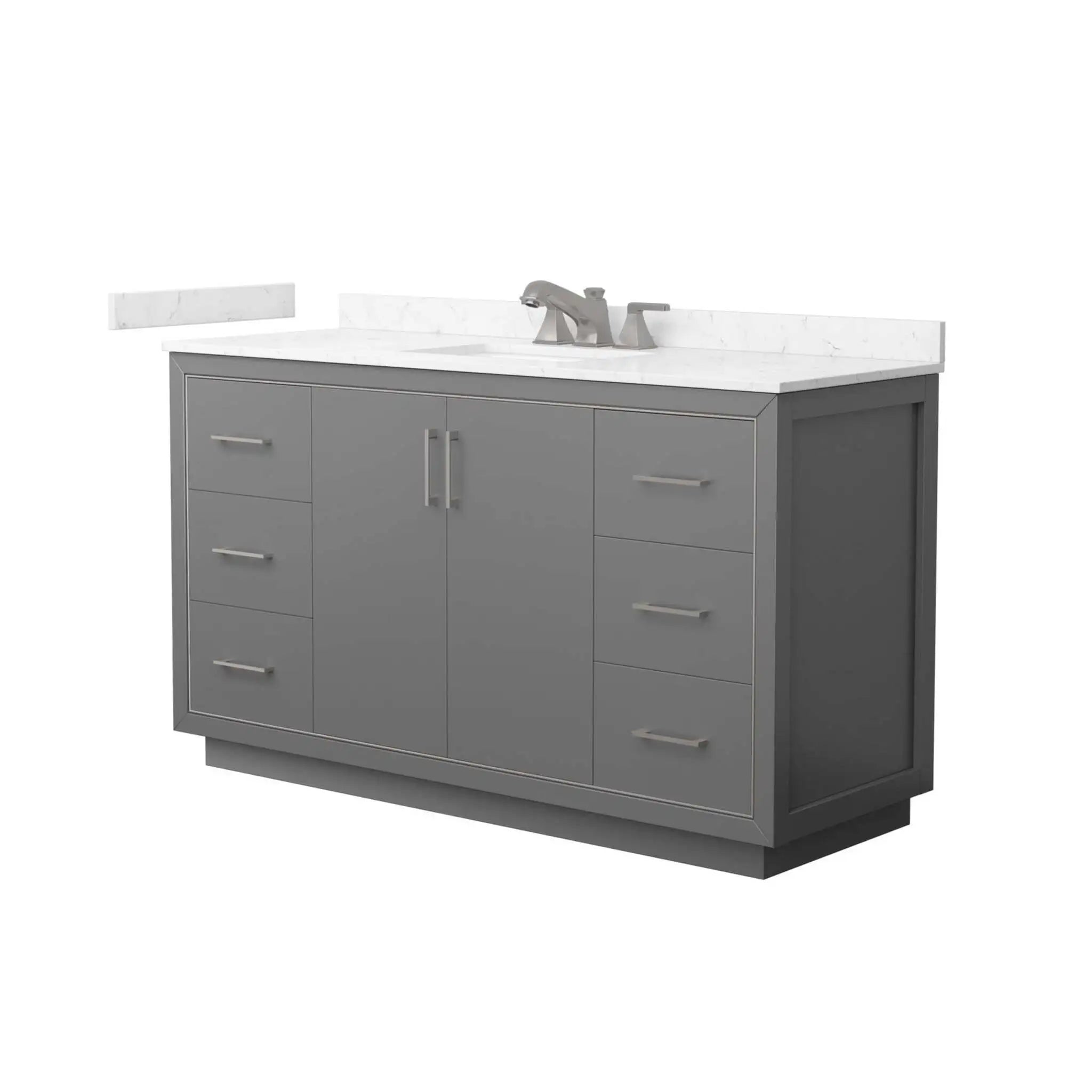 60" Icon Single Bathroom Vanity in Dark Gray with Brushed Nickel Trim by Wyndham