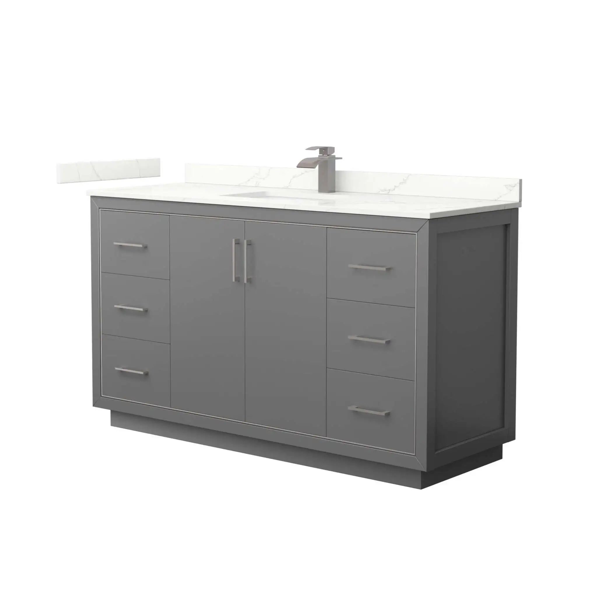 60" Icon Single Bathroom Vanity in Dark Gray with Brushed Nickel Trim by Wyndham