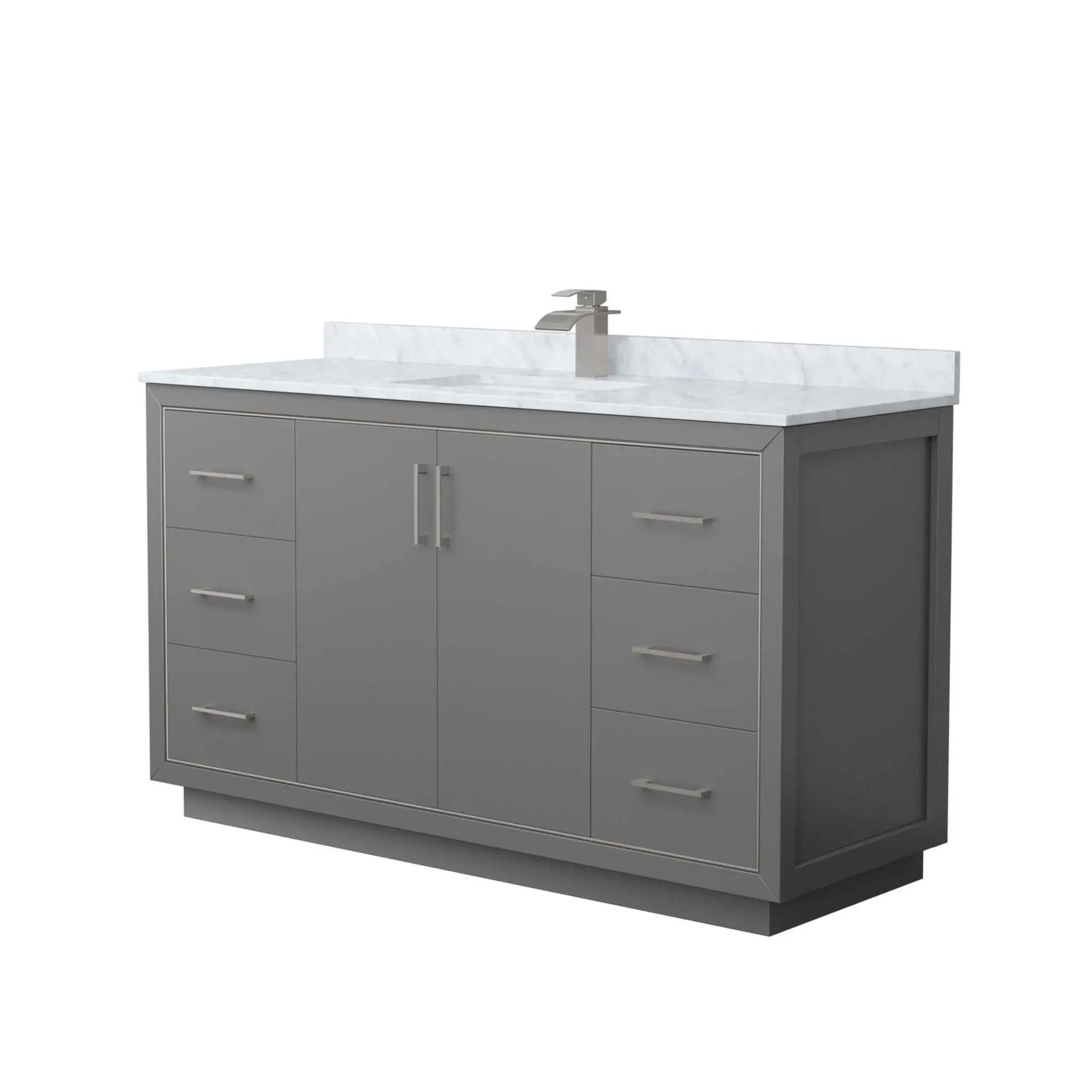 60" Icon Single Bathroom Vanity in Dark Gray with Brushed Nickel Trim by Wyndham