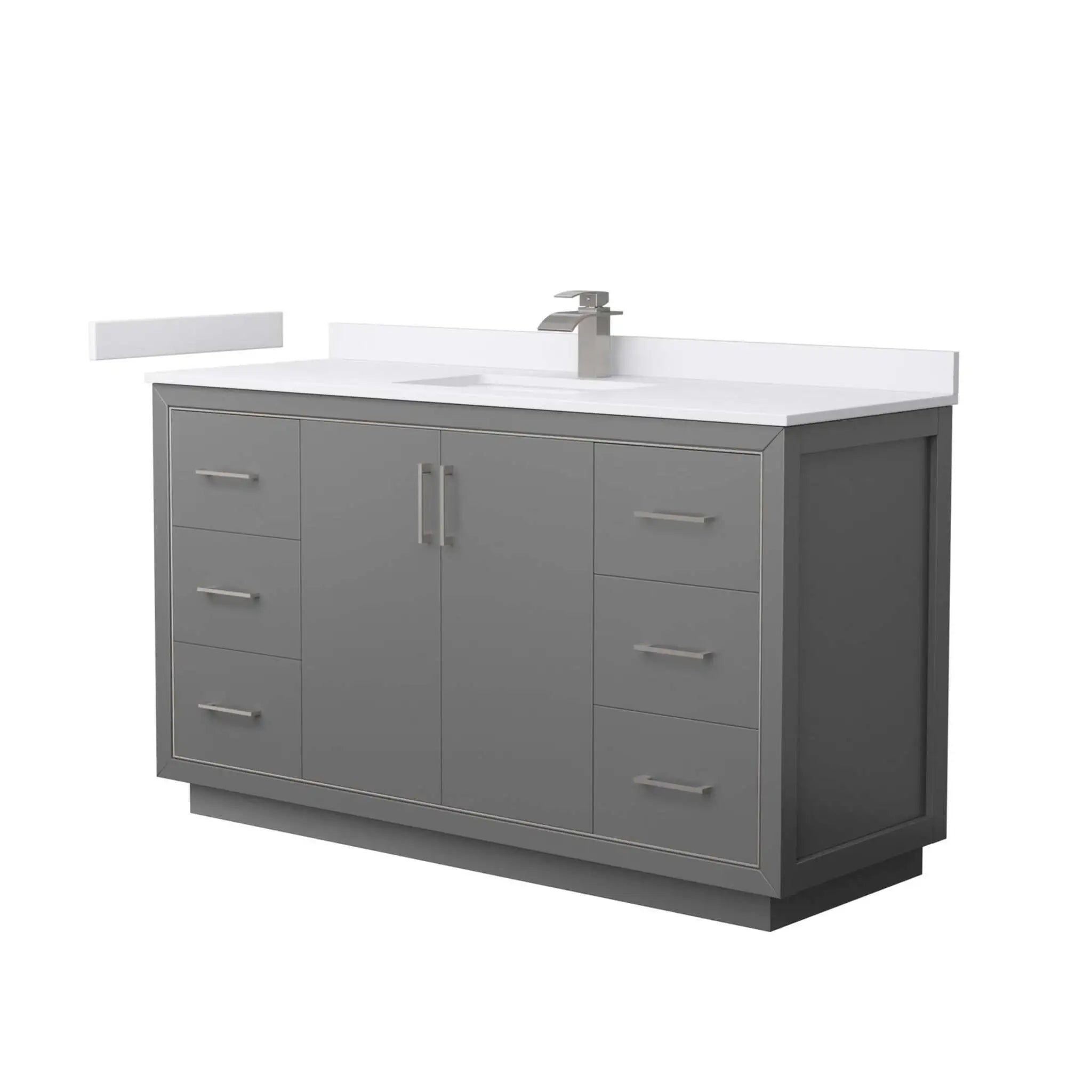 60" Icon Single Bathroom Vanity in Dark Gray with Brushed Nickel Trim by Wyndham