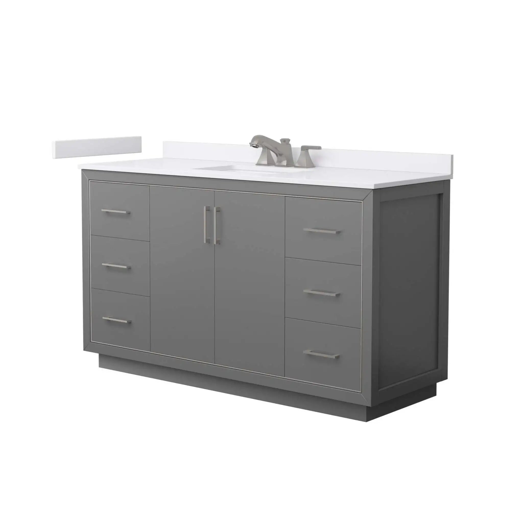 60" Icon Single Bathroom Vanity in Dark Gray with Brushed Nickel Trim by Wyndham