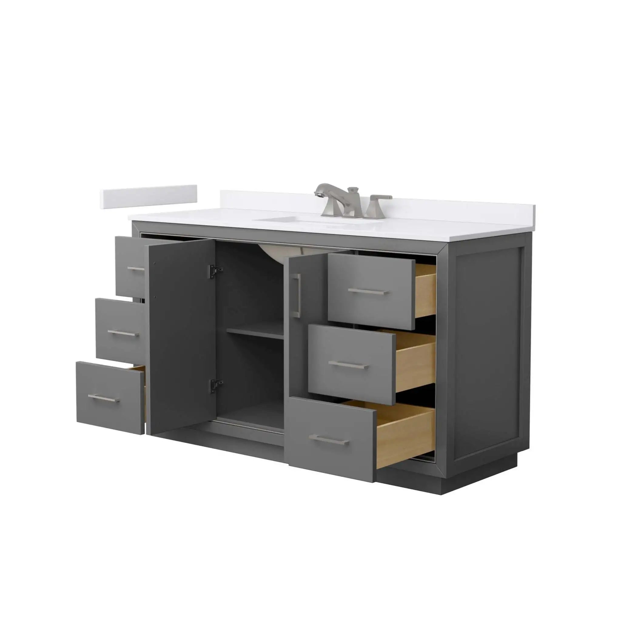 60" Icon Single Bathroom Vanity in Dark Gray with Brushed Nickel Trim by Wyndham