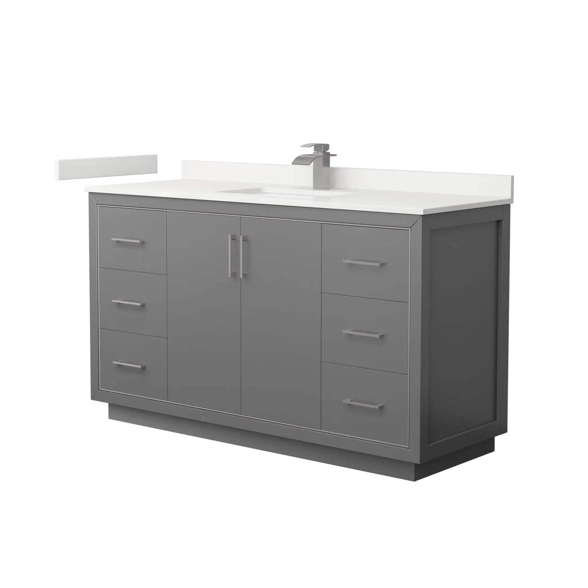 60" Icon Single Bathroom Vanity in Dark Gray with Brushed Nickel Trim by Wyndham