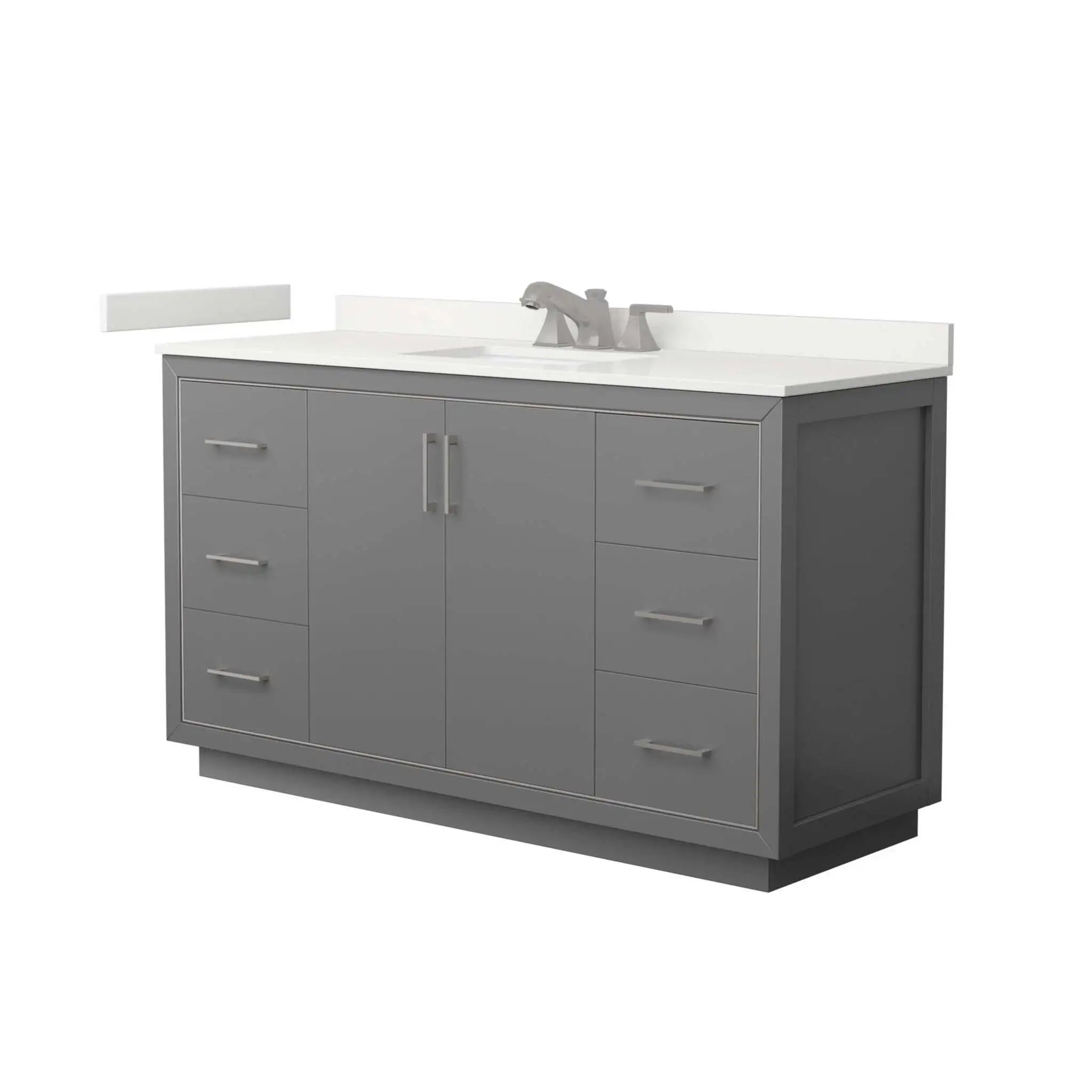 60" Icon Single Bathroom Vanity in Dark Gray with Brushed Nickel Trim by Wyndham