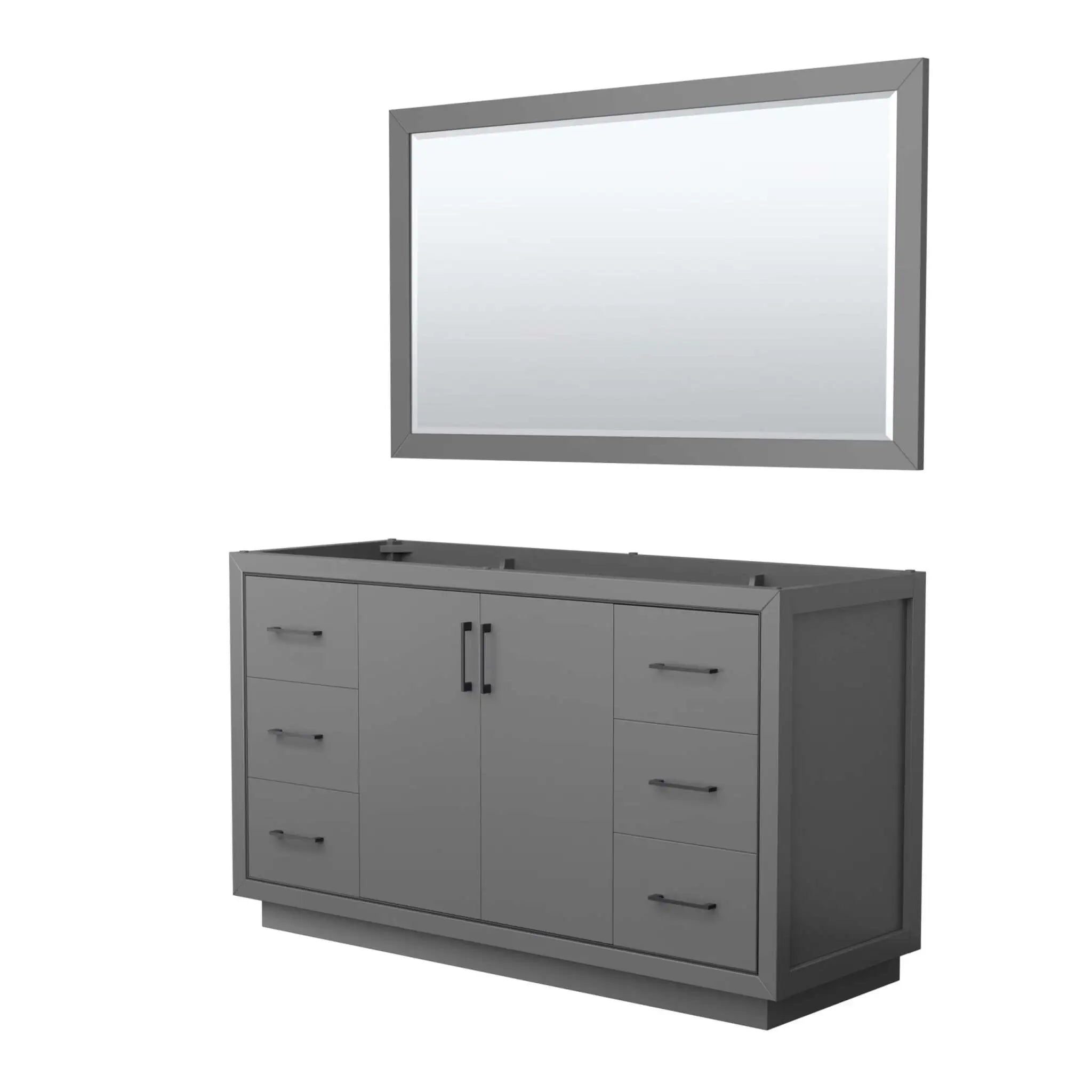 60" Icon Single Bathroom Vanity in Dark Gray with Matte Black Trim & 58" Mirror by Wyndham