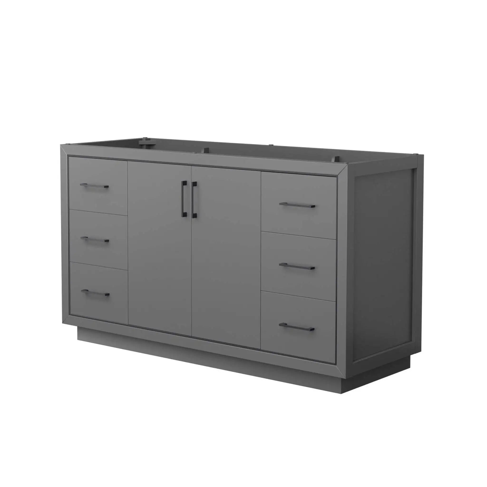 60" Icon Single Bathroom Vanity in Dark Gray with Matte Black Trim by Wyndham