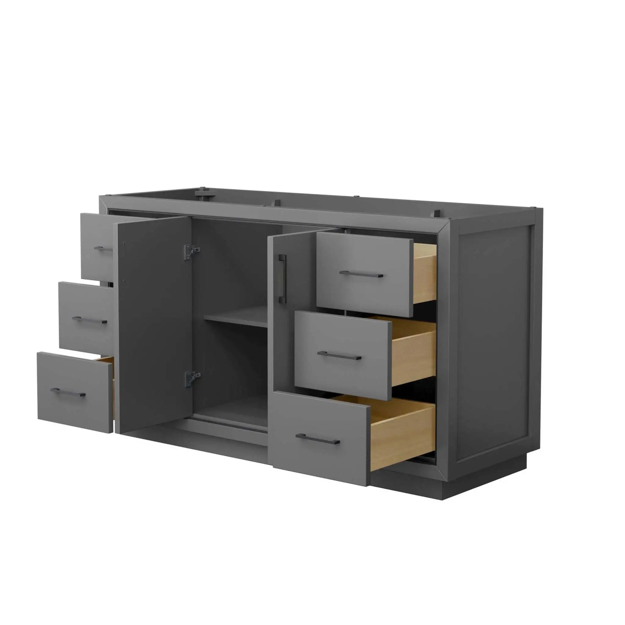 60" Icon Single Bathroom Vanity in Dark Gray with Matte Black Trim by Wyndham