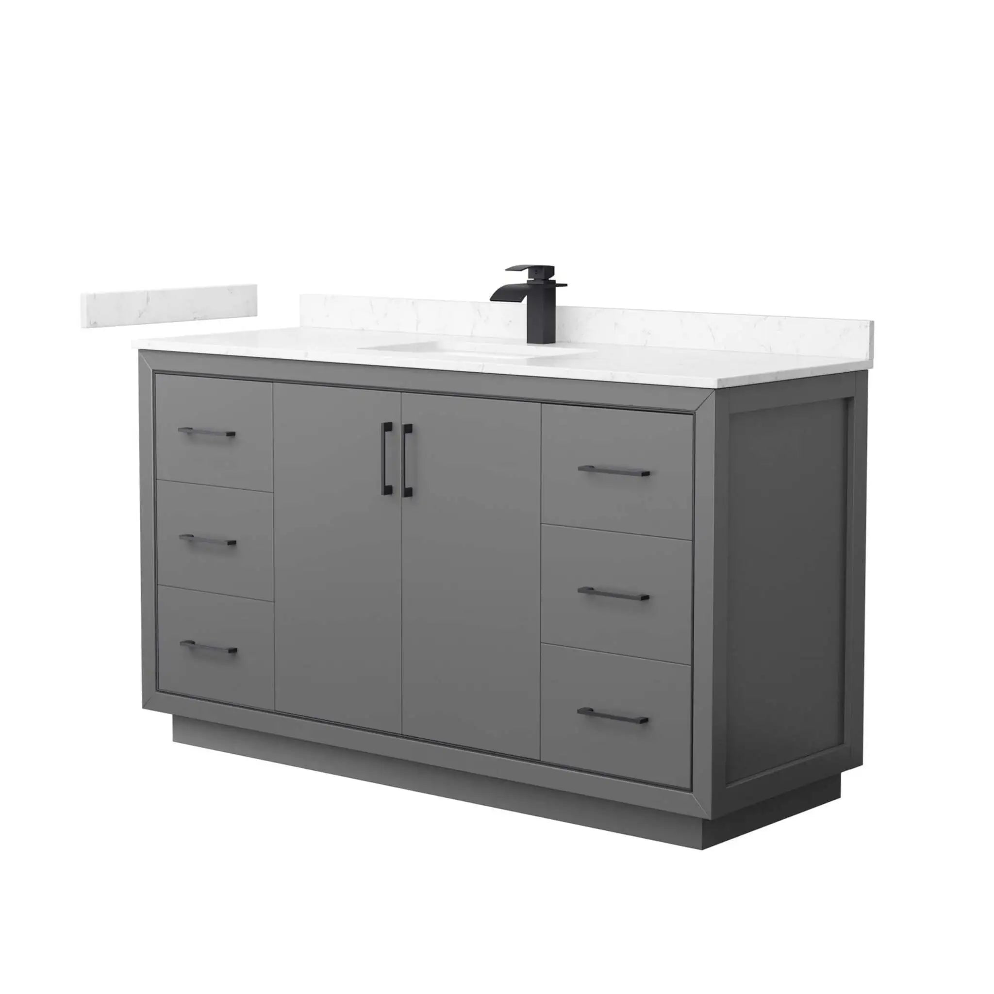 60" Icon Single Bathroom Vanity in Dark Gray with Matte Black Trim by Wyndham