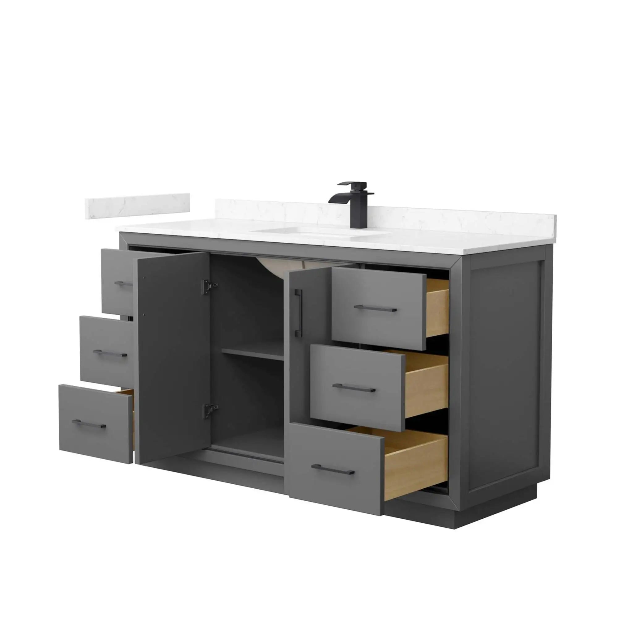 60" Icon Single Bathroom Vanity in Dark Gray with Matte Black Trim by Wyndham