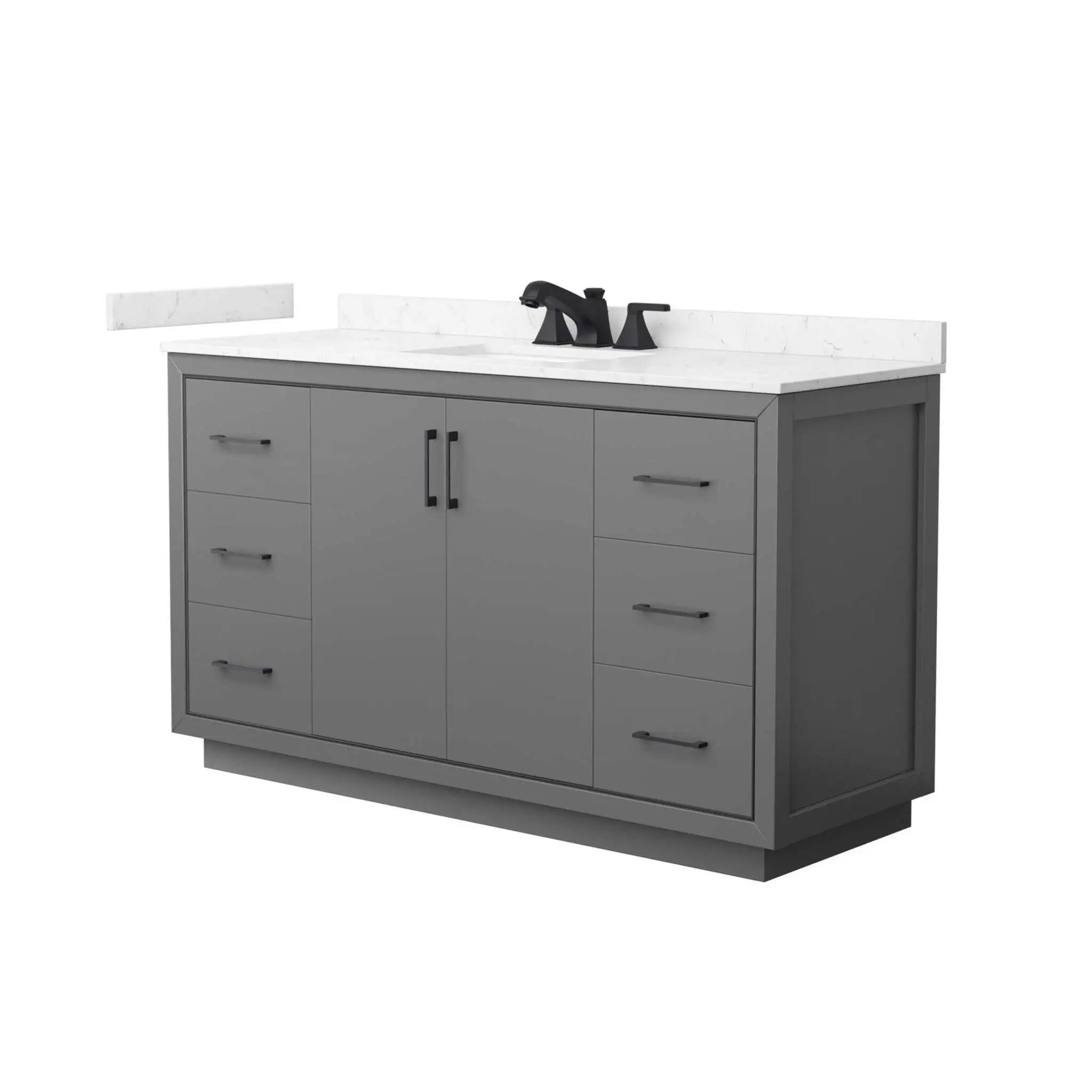 60" Icon Single Bathroom Vanity in Dark Gray with Matte Black Trim by Wyndham