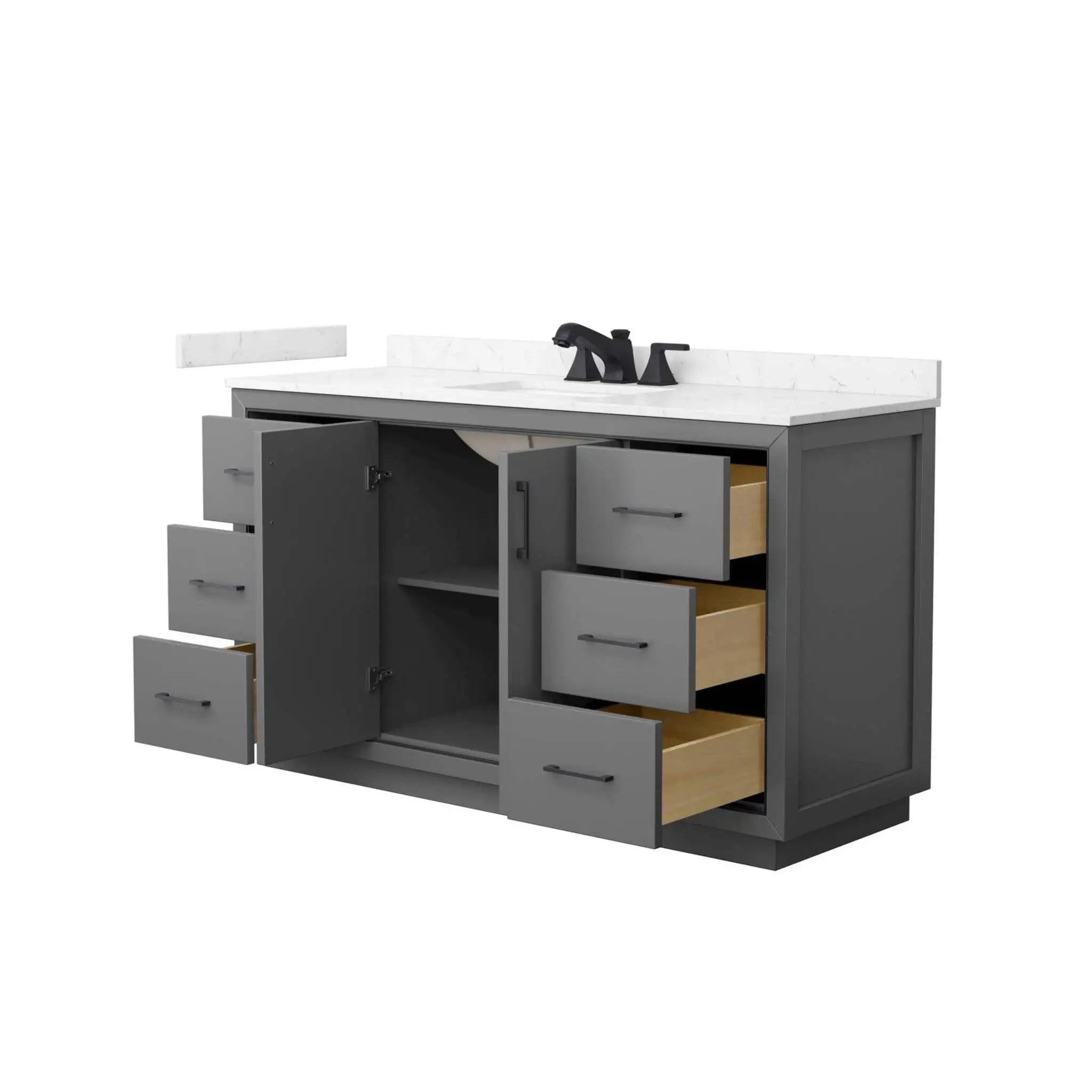 60" Icon Single Bathroom Vanity in Dark Gray with Matte Black Trim by Wyndham