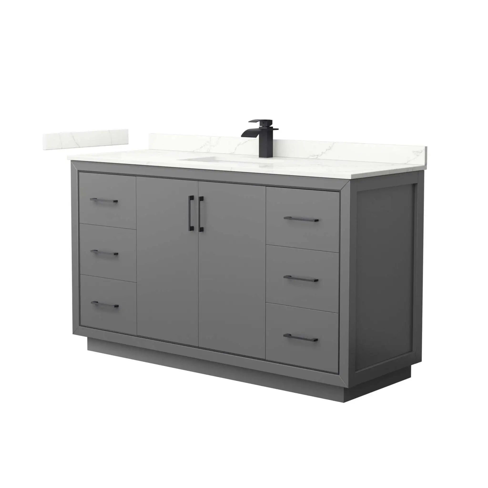 60" Icon Single Bathroom Vanity in Dark Gray with Matte Black Trim by Wyndham