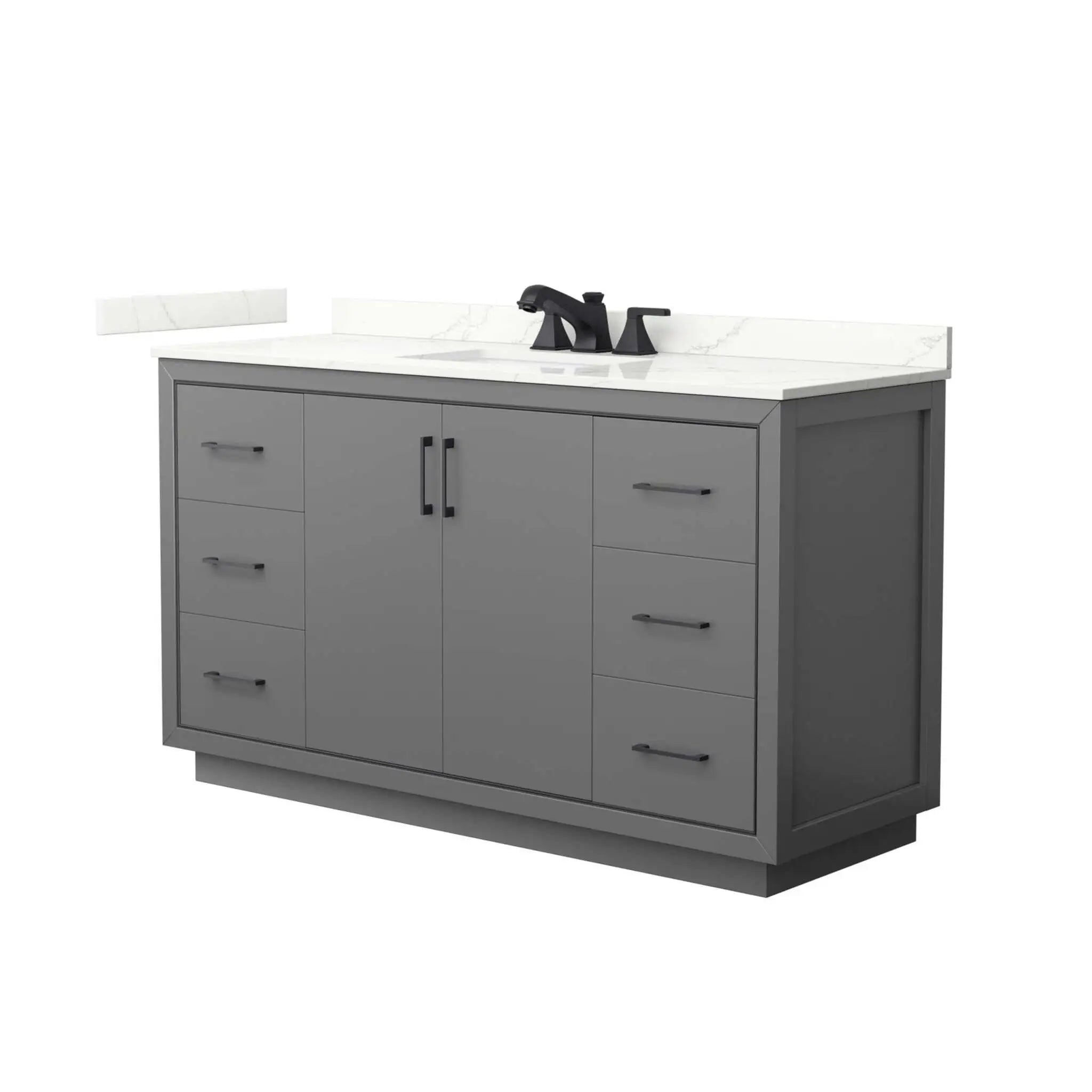 60" Icon Single Bathroom Vanity in Dark Gray with Matte Black Trim by Wyndham