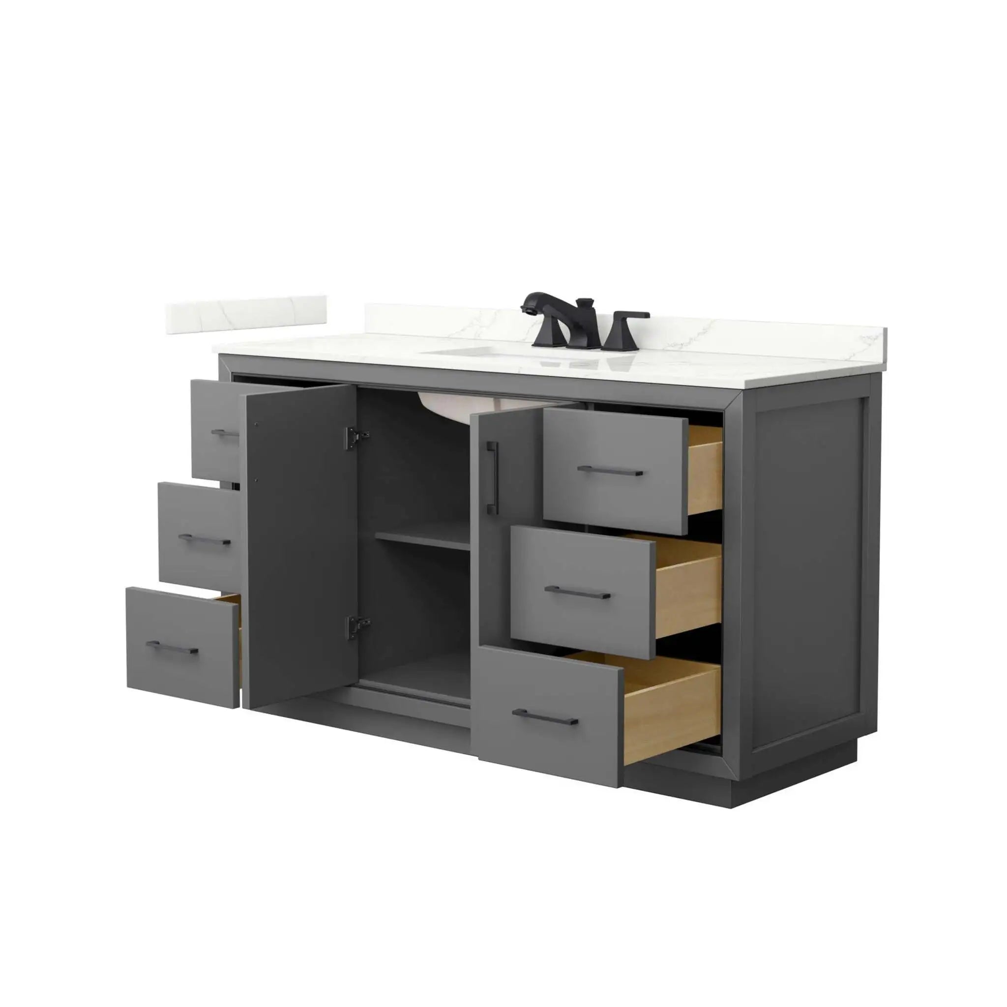 60" Icon Single Bathroom Vanity in Dark Gray with Matte Black Trim by Wyndham