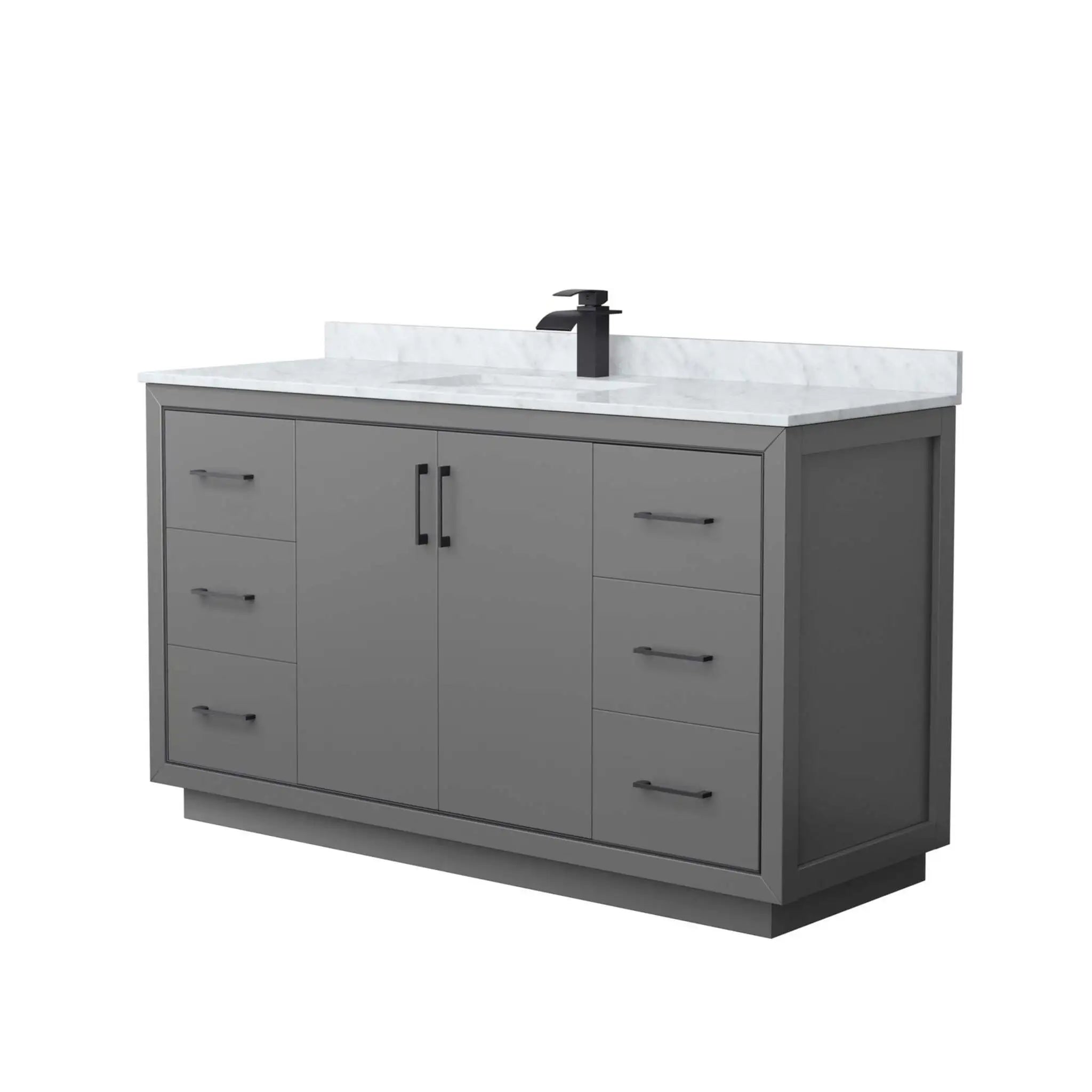 60" Icon Single Bathroom Vanity in Dark Gray with Matte Black Trim by Wyndham