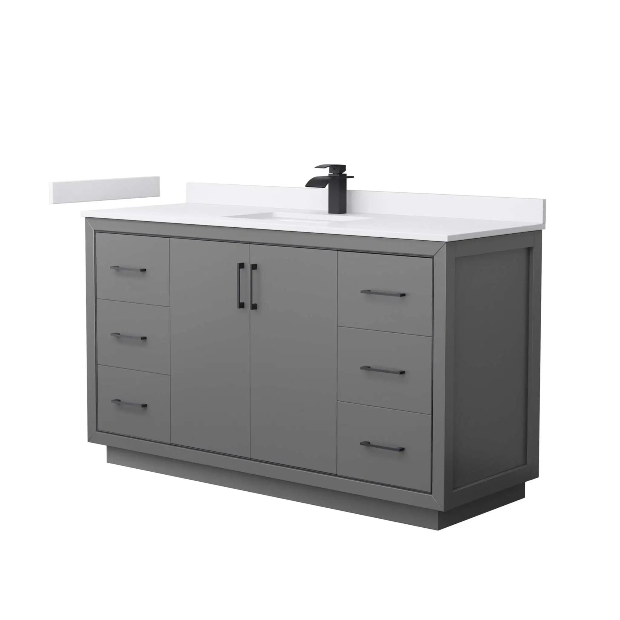 60" Icon Single Bathroom Vanity in Dark Gray with Matte Black Trim by Wyndham