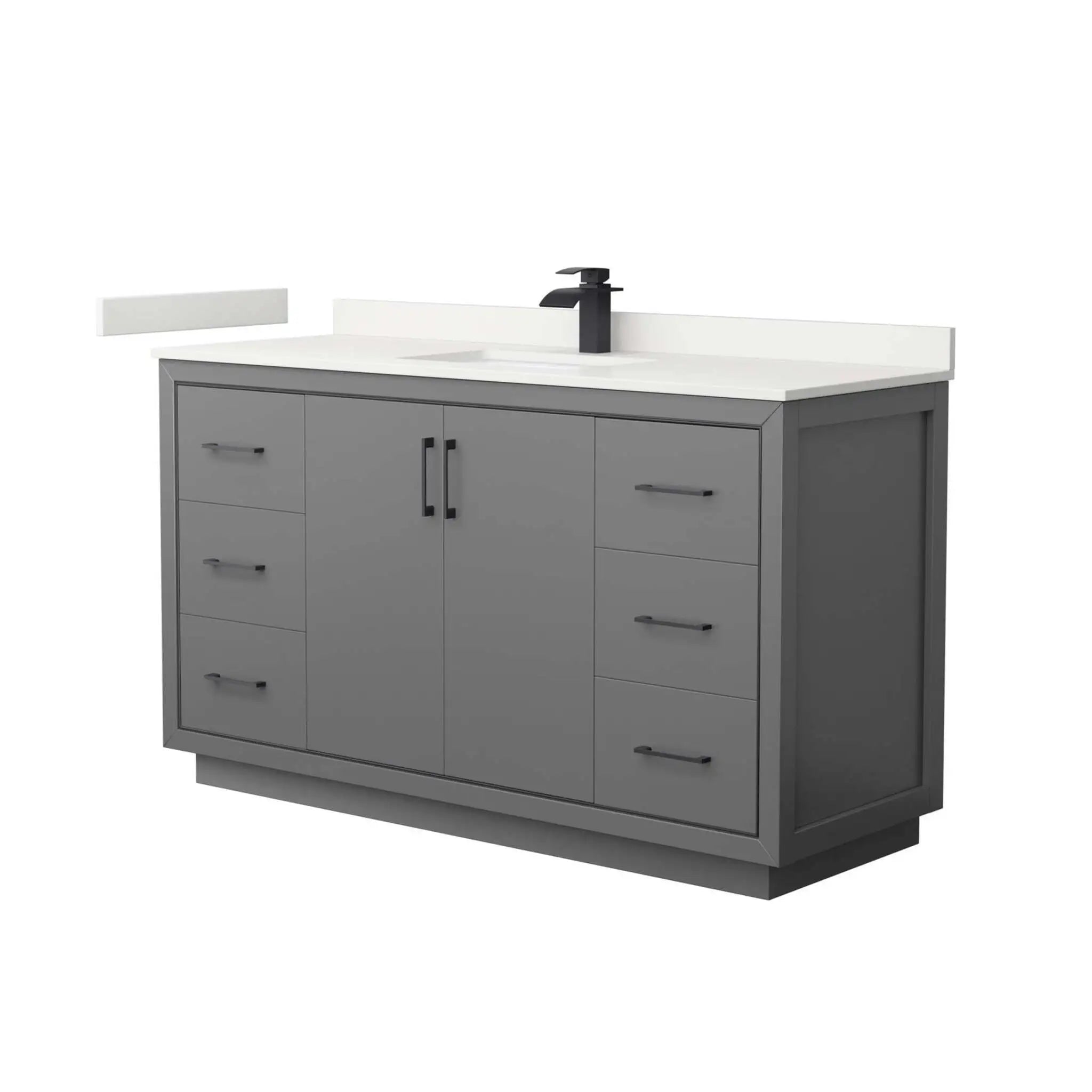 60" Icon Single Bathroom Vanity in Dark Gray with Matte Black Trim by Wyndham