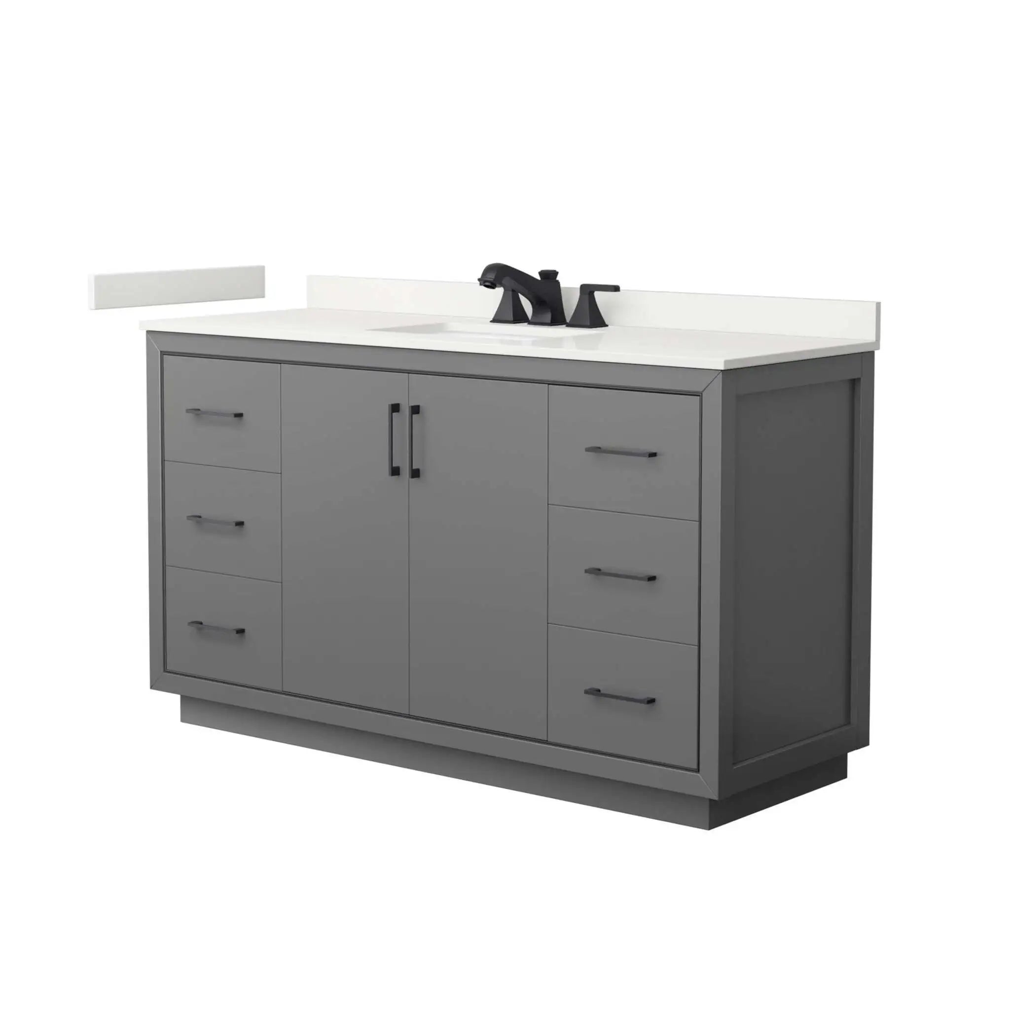 60" Icon Single Bathroom Vanity in Dark Gray with Matte Black Trim by Wyndham
