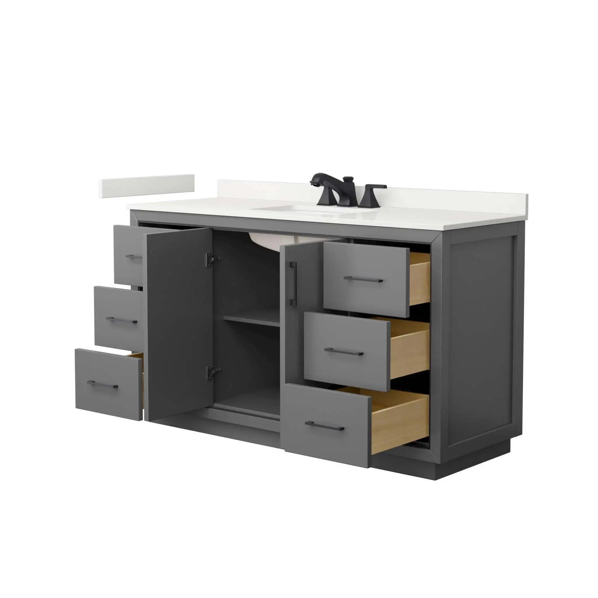 60" Icon Single Bathroom Vanity in Dark Gray with Matte Black Trim by Wyndham