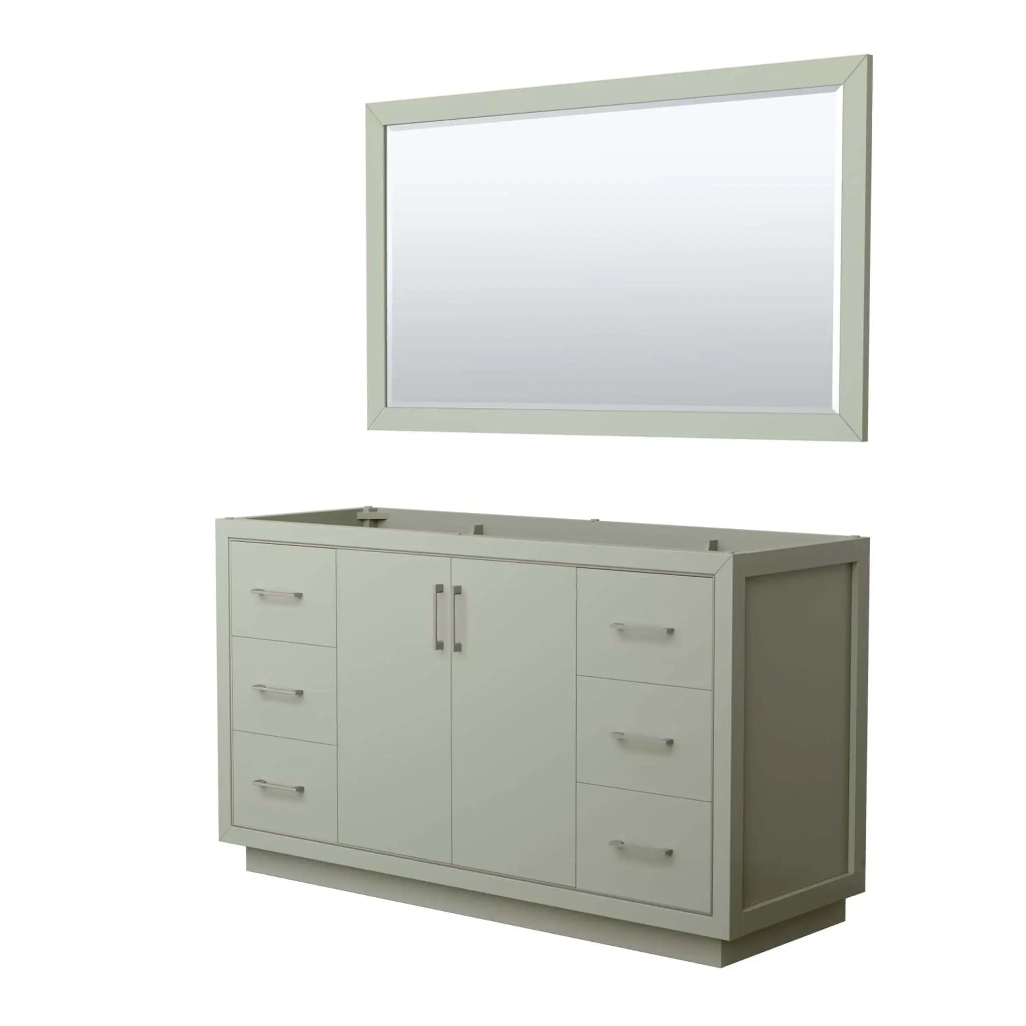 60" Icon Single Bathroom Vanity in Light Green with Brushed Nickel Trim & 58" Mirror by Wyndham