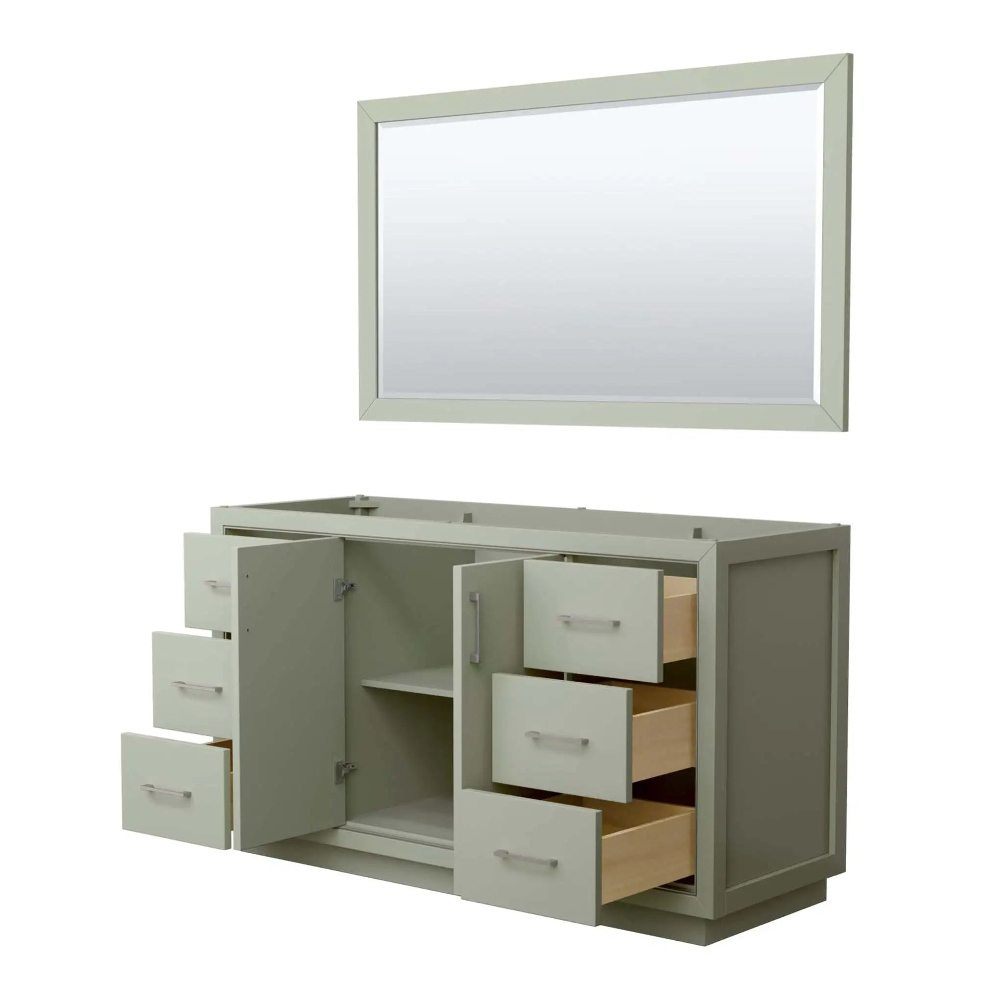 60" Icon Single Bathroom Vanity in Light Green with Brushed Nickel Trim & 58" Mirror by Wyndham