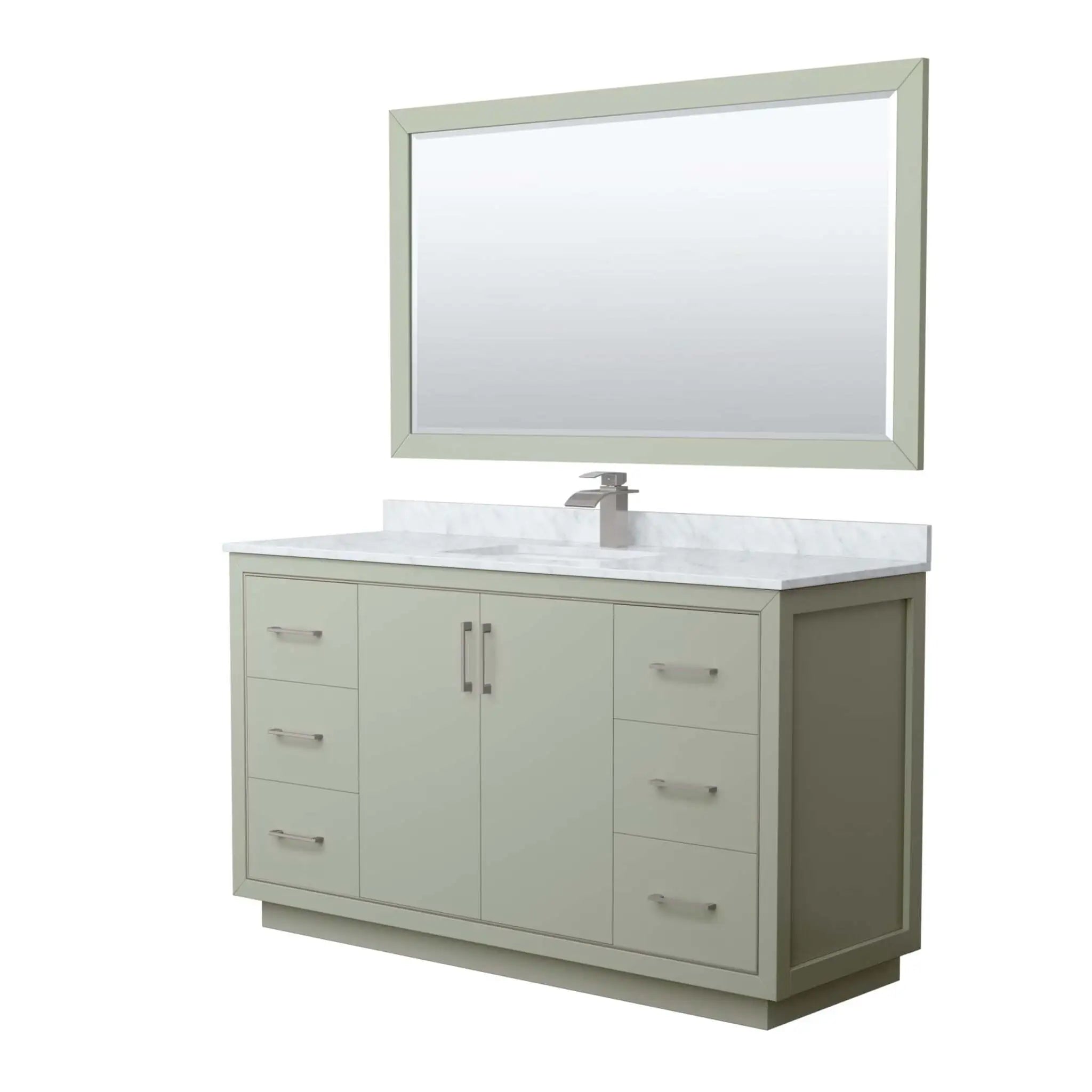 60" Icon Single Bathroom Vanity in Light Green with Brushed Nickel Trim & 58" Mirror by Wyndham