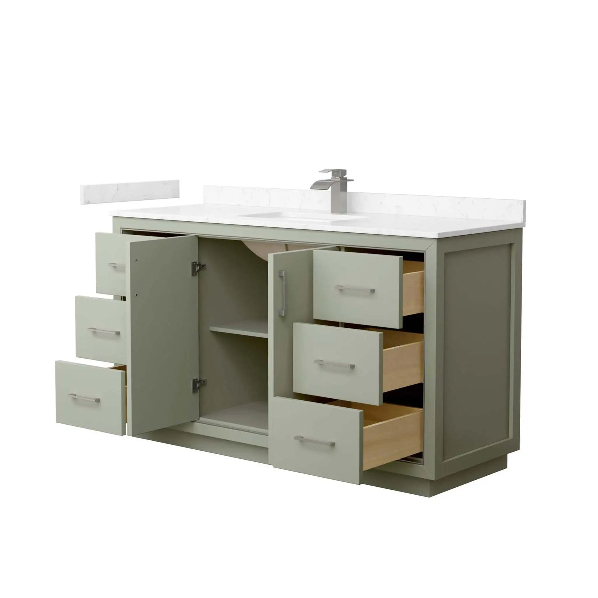 60" Icon Single Bathroom Vanity in Light Green with Brushed Nickel Trim by Wyndham
