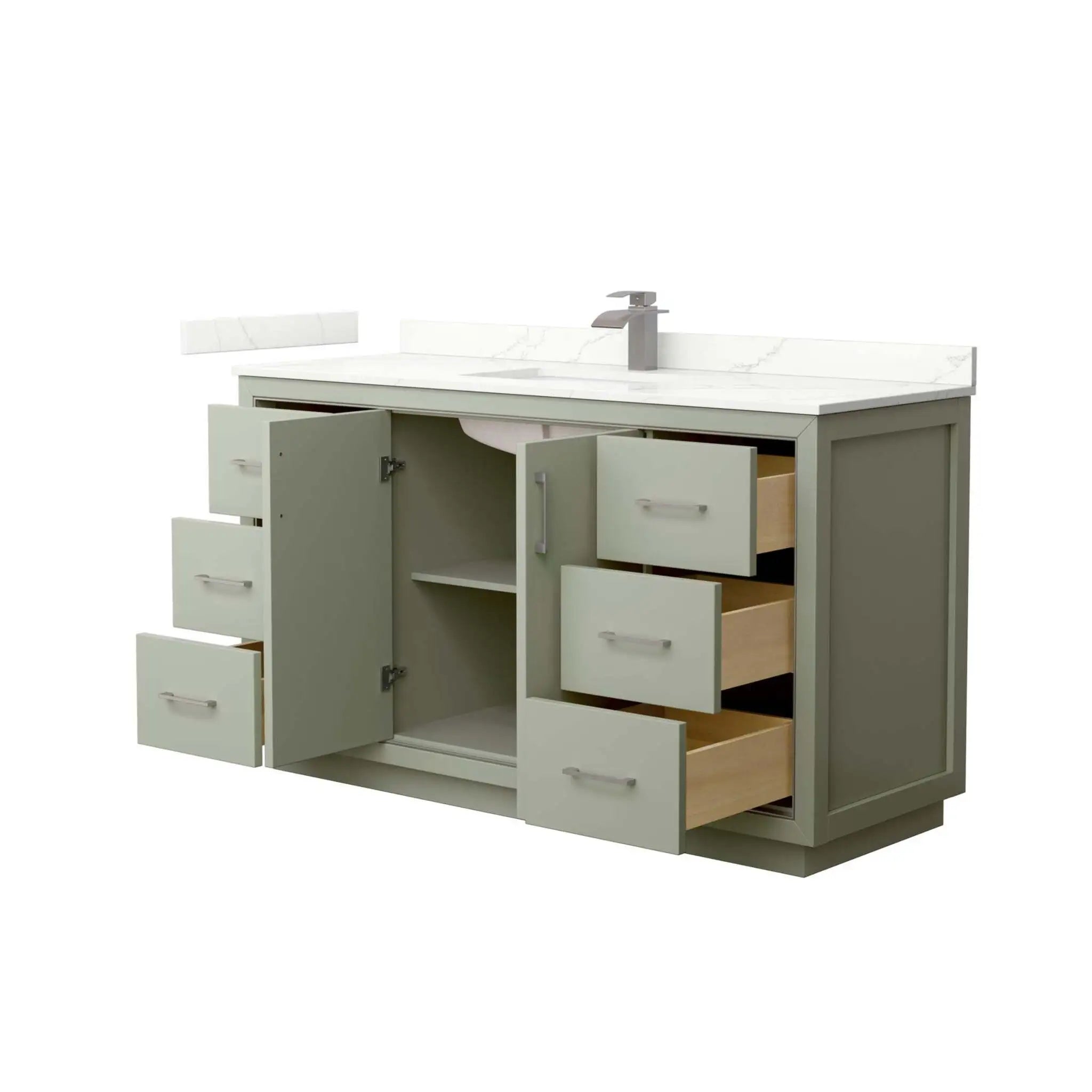 60" Icon Single Bathroom Vanity in Light Green with Brushed Nickel Trim by Wyndham