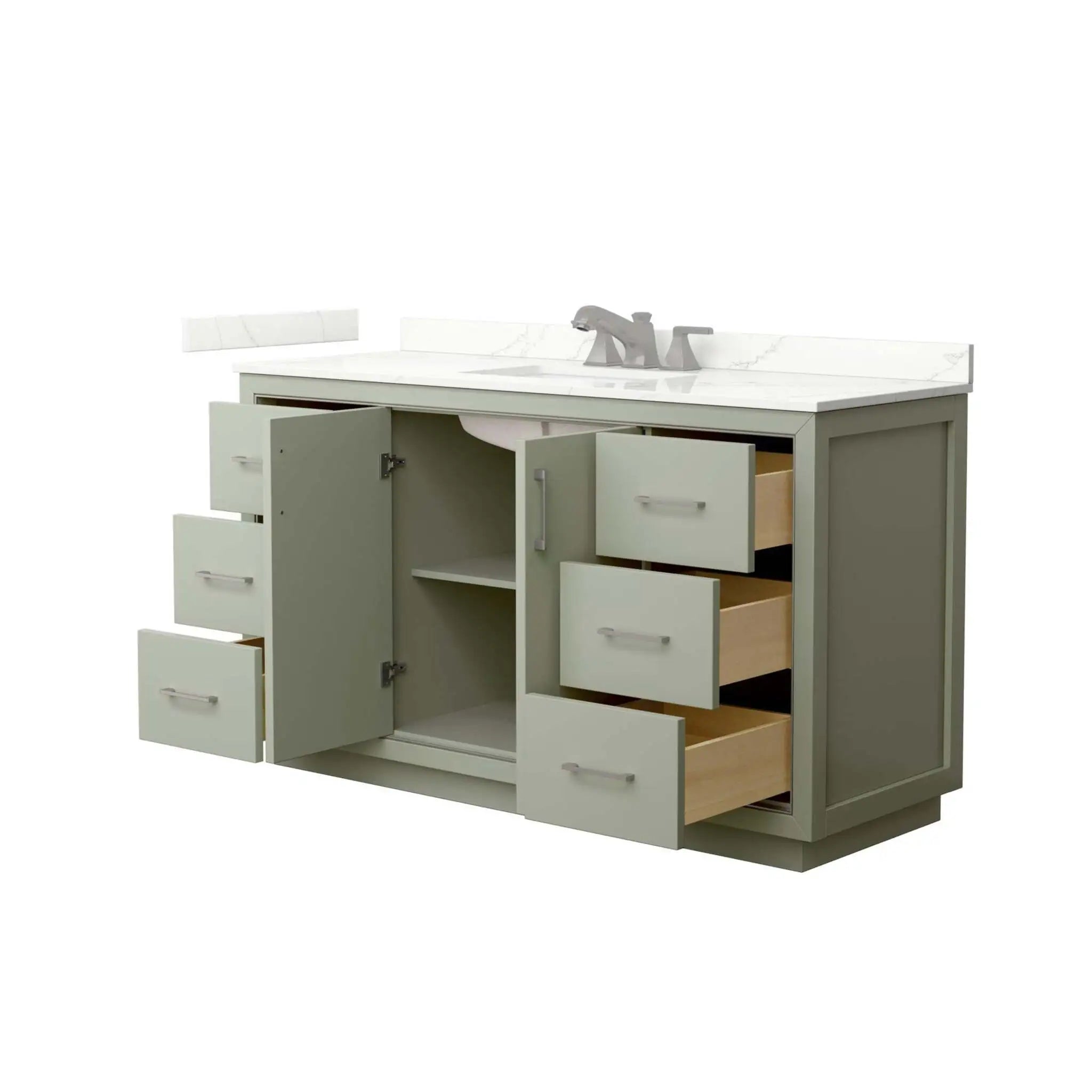 60" Icon Single Bathroom Vanity in Light Green with Brushed Nickel Trim by Wyndham