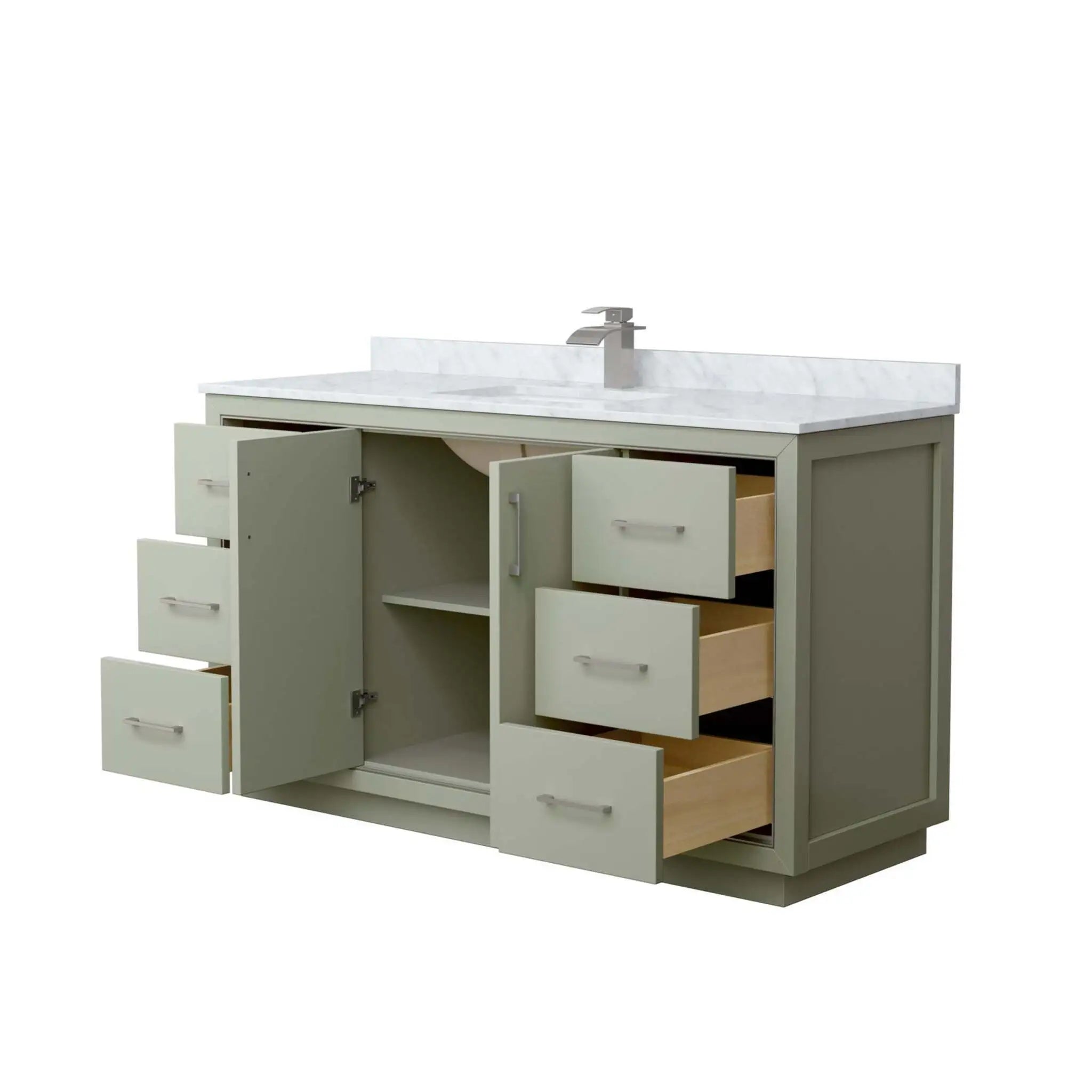 60" Icon Single Bathroom Vanity in Light Green with Brushed Nickel Trim by Wyndham