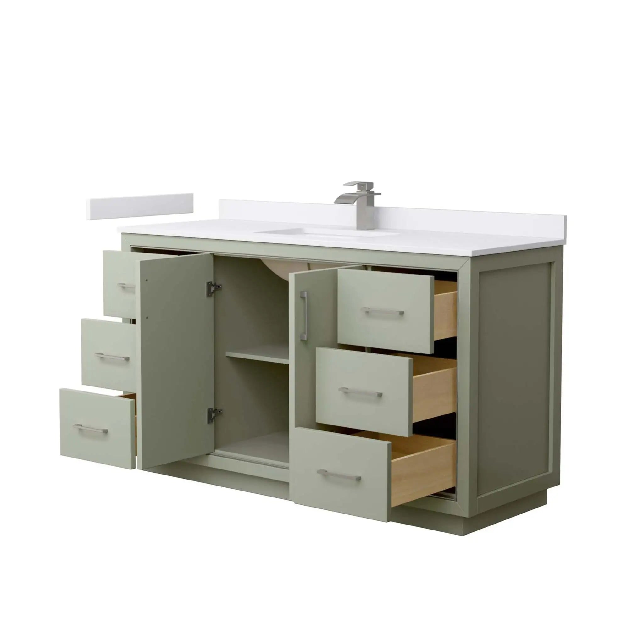 60" Icon Single Bathroom Vanity in Light Green with Brushed Nickel Trim by Wyndham