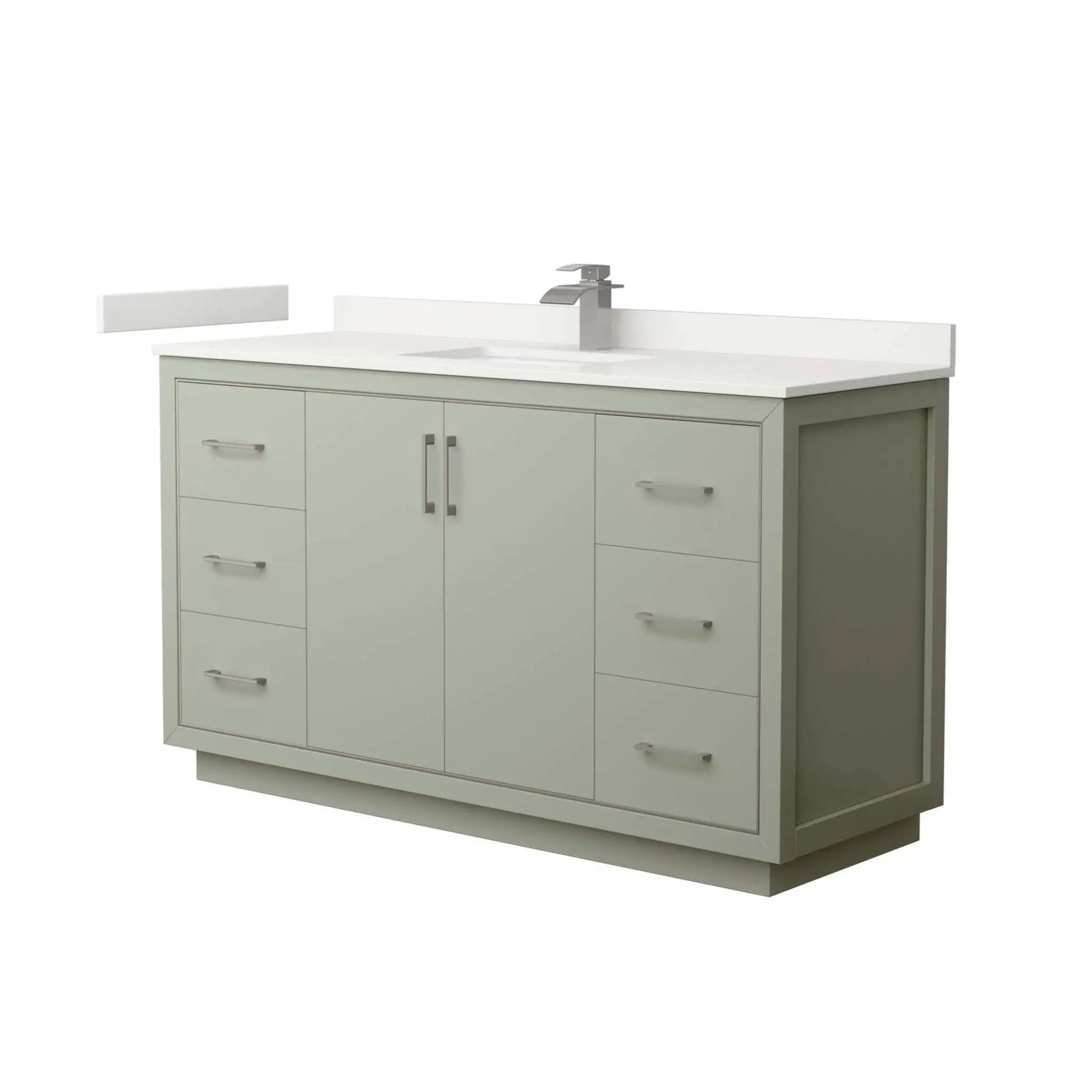 60" Icon Single Bathroom Vanity in Light Green with Brushed Nickel Trim by Wyndham