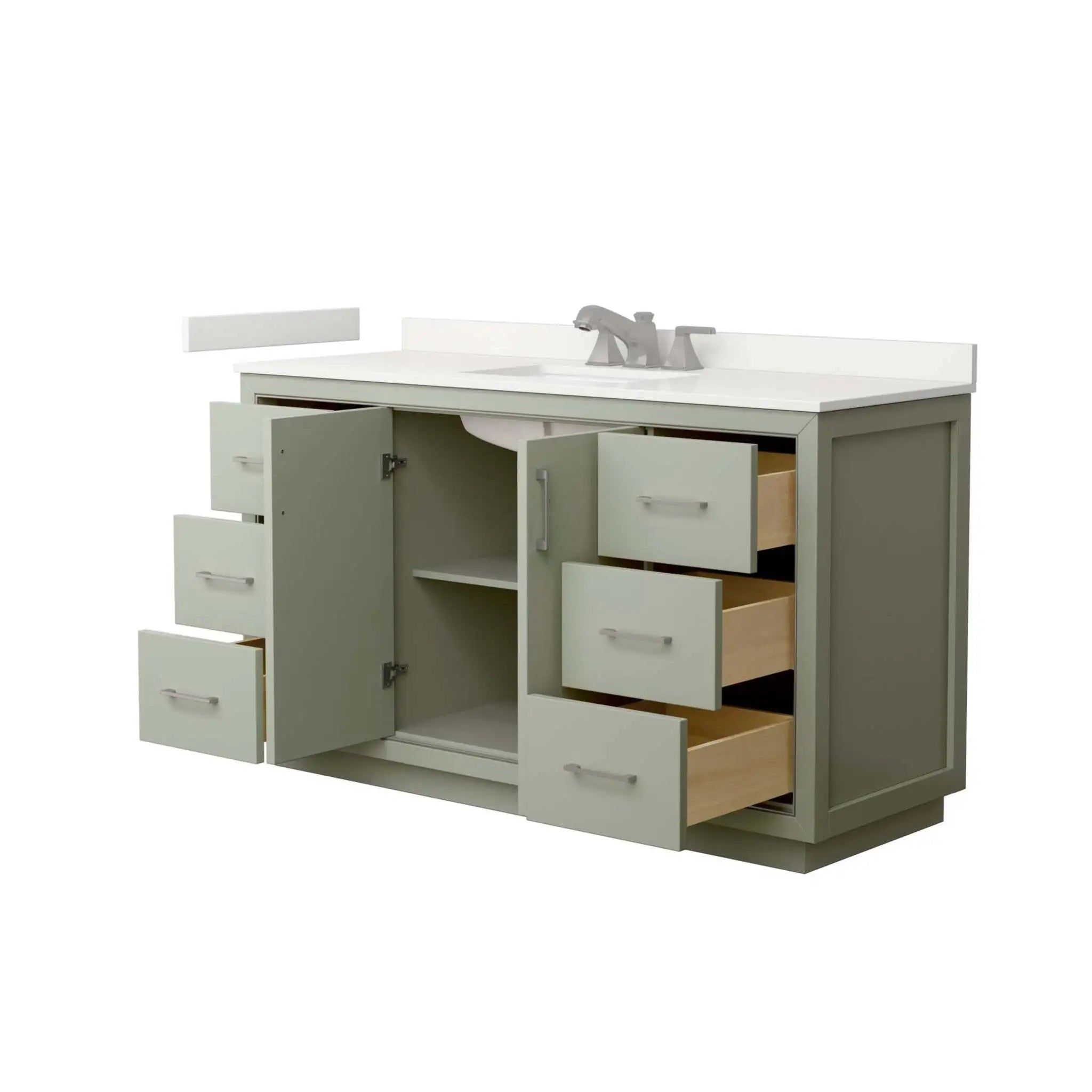 60" Icon Single Bathroom Vanity in Light Green with Brushed Nickel Trim by Wyndham